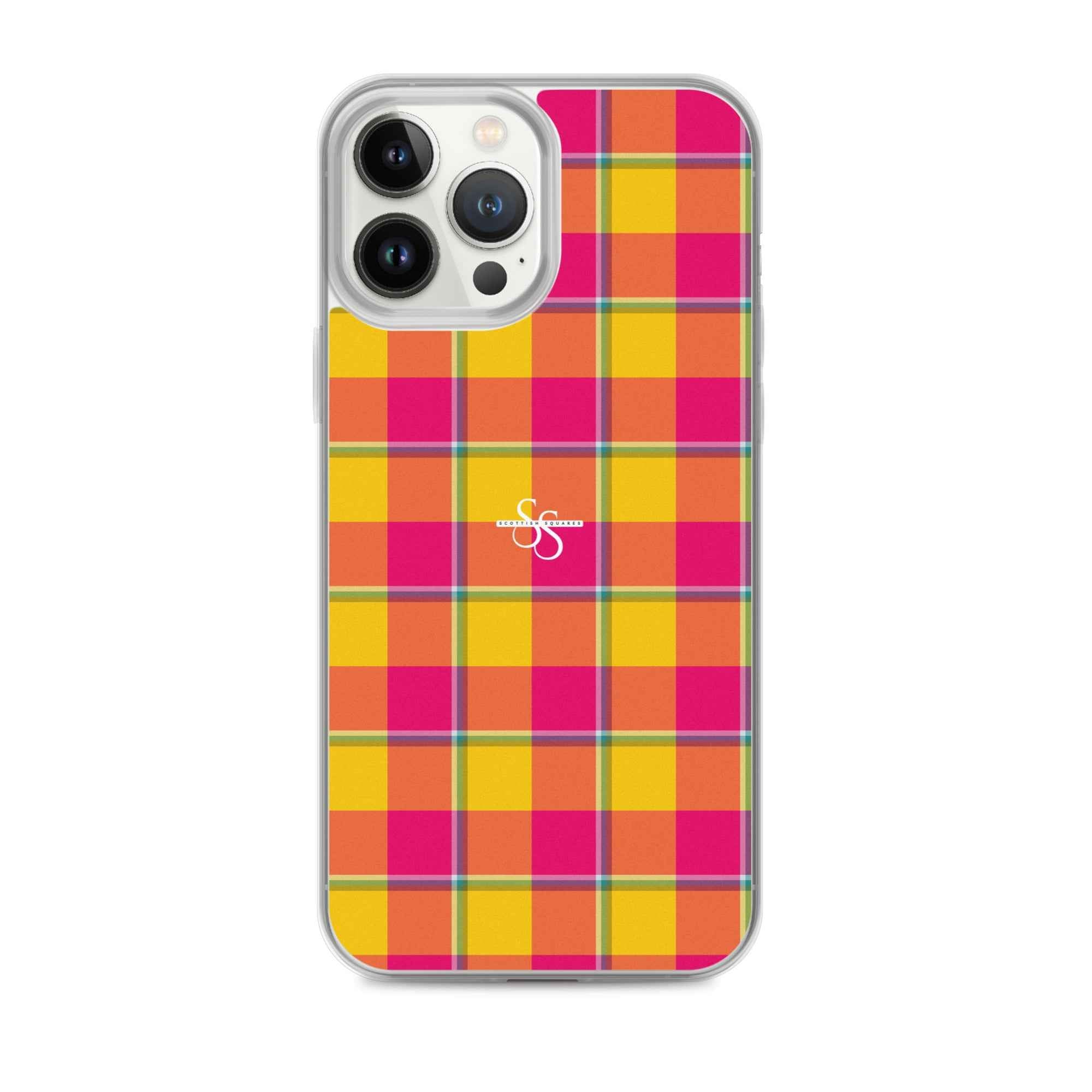 Clear Case for iPhone Corn and Razzmatazz Plaid iPhone 13 Pro Max - Scottish Squares