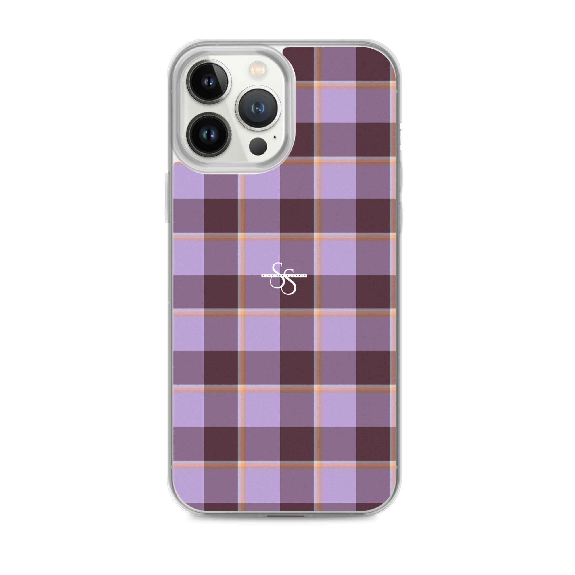 Clear Case for iPhone Light Wisteria and Livid Brown Plaid iPhone 13 Pro Max - Scottish Squares