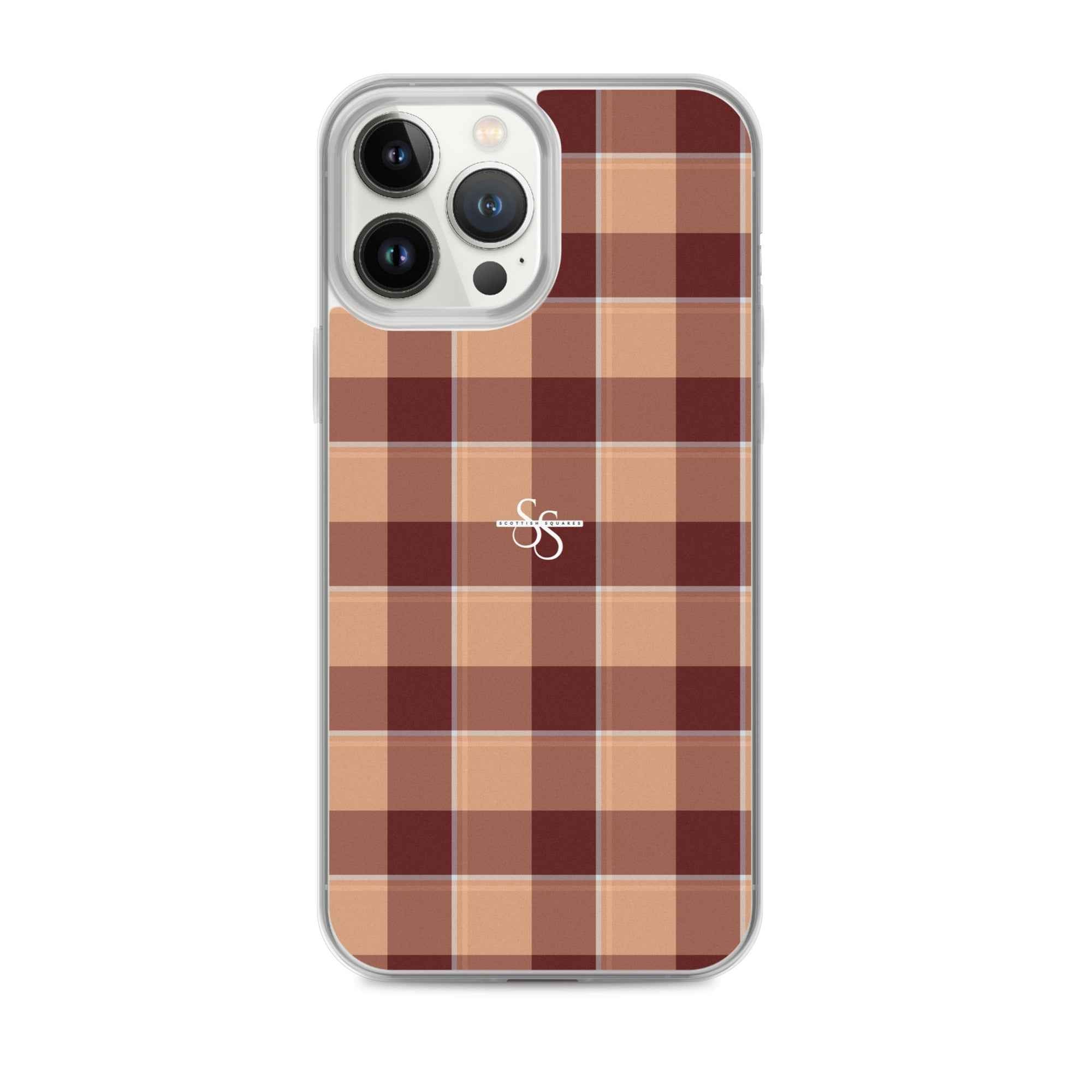 Clear Case for iPhone Whiskey and Livid Brown Plaid iPhone 13 Pro Max - Scottish Squares