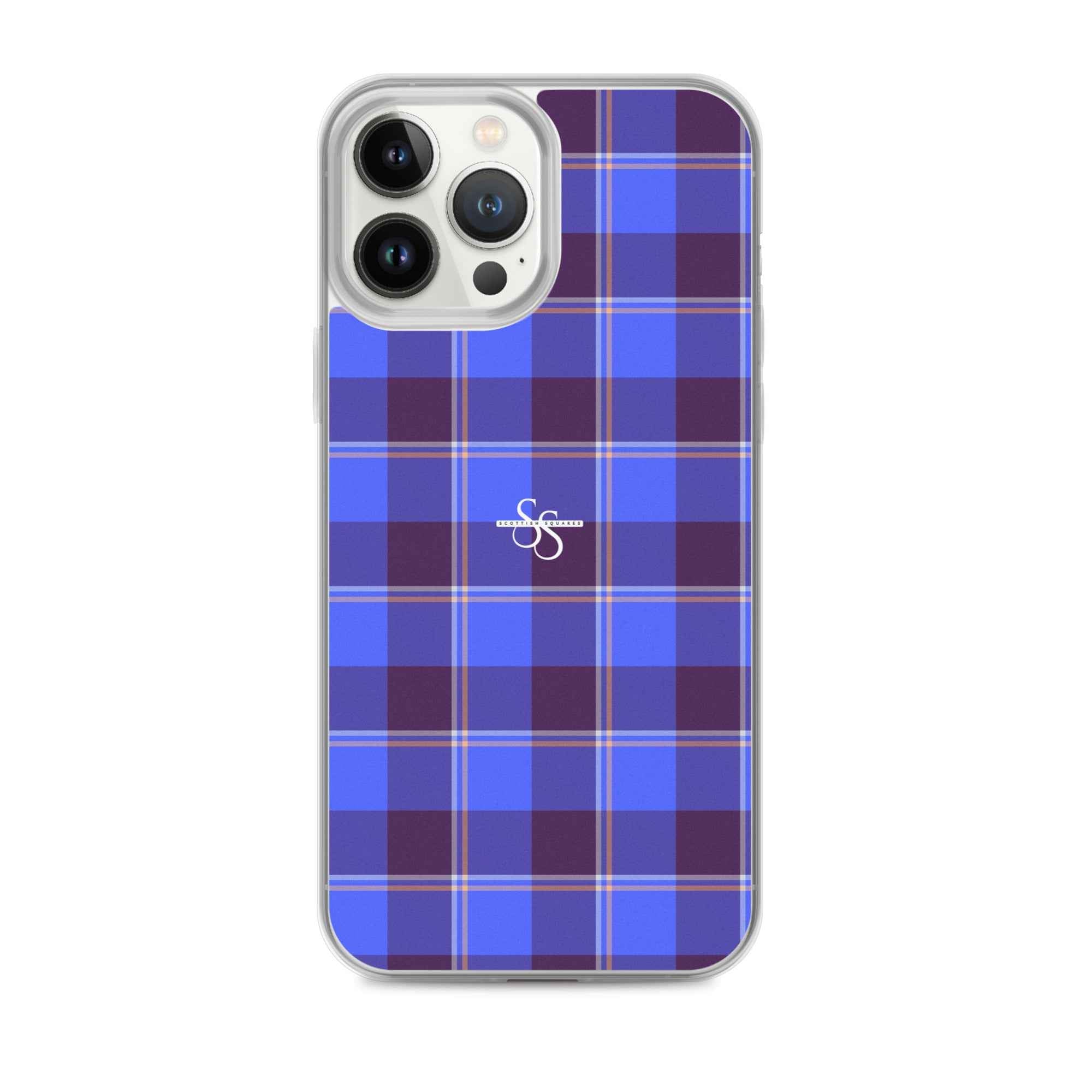 Clear Case for iPhone Cornflower Blue and Livid Brown Plaid iPhone 13 Pro Max - Scottish Squares