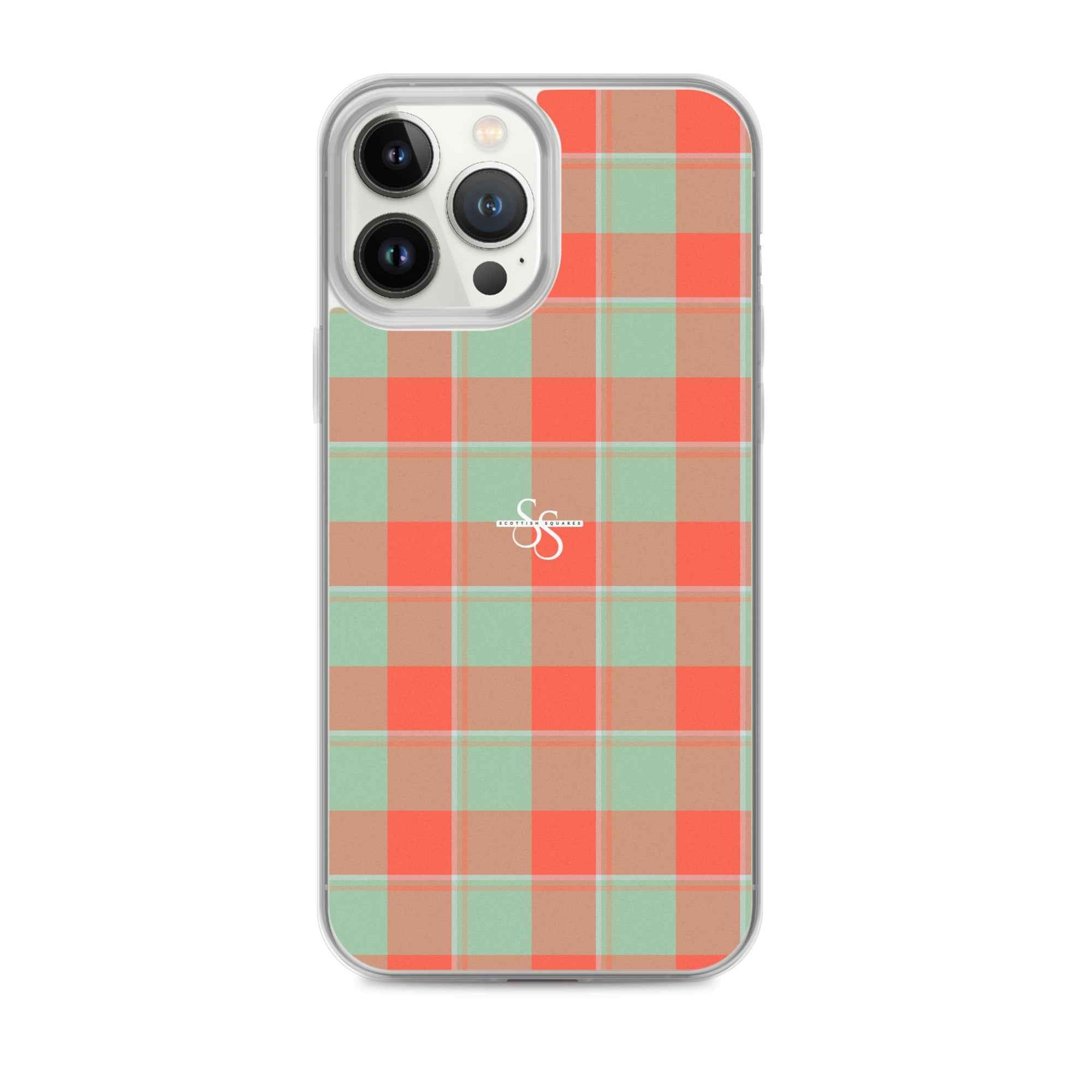 Clear Case for iPhone Spring Rain and Persimmon Plaid iPhone 13 Pro Max - Scottish Squares