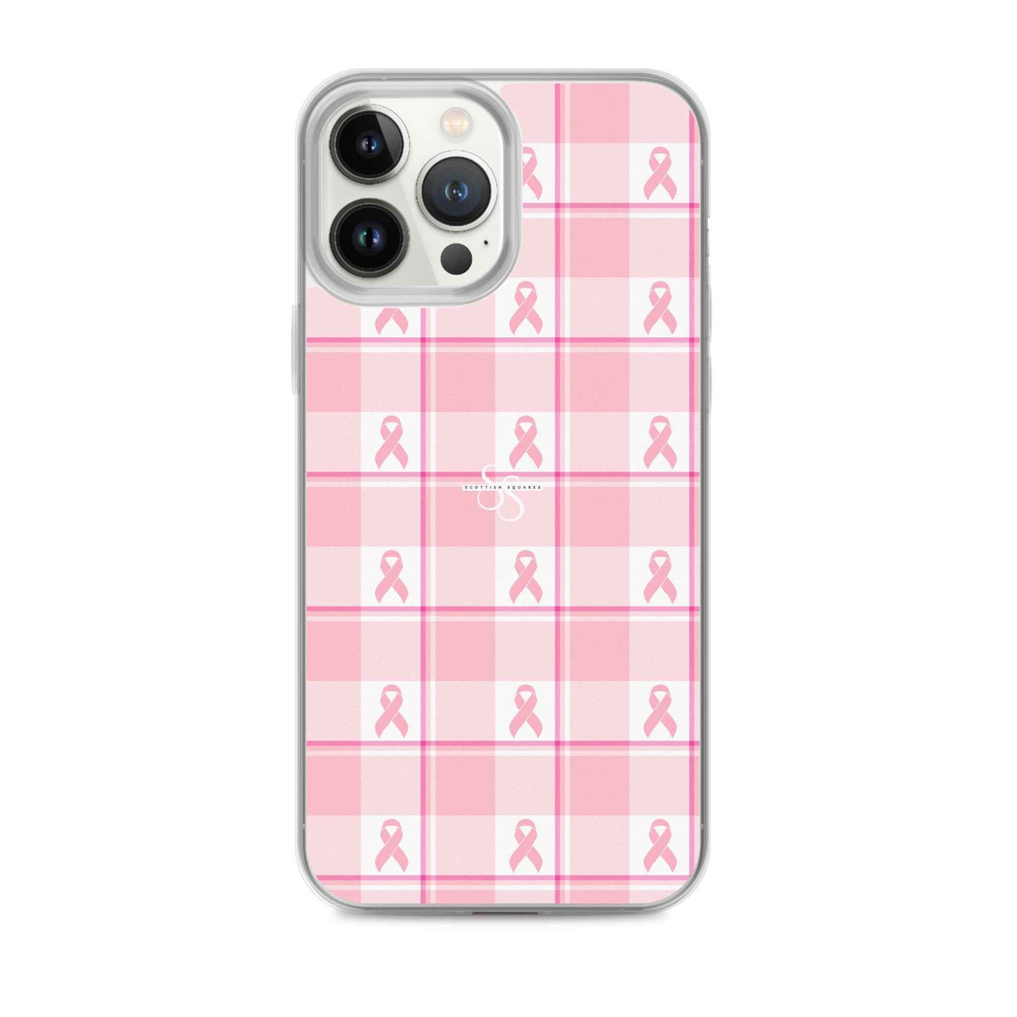 Clear Case for iPhone Breast Cancer Awareness Plaid iPhone 13 Pro Max - Scottish Squares