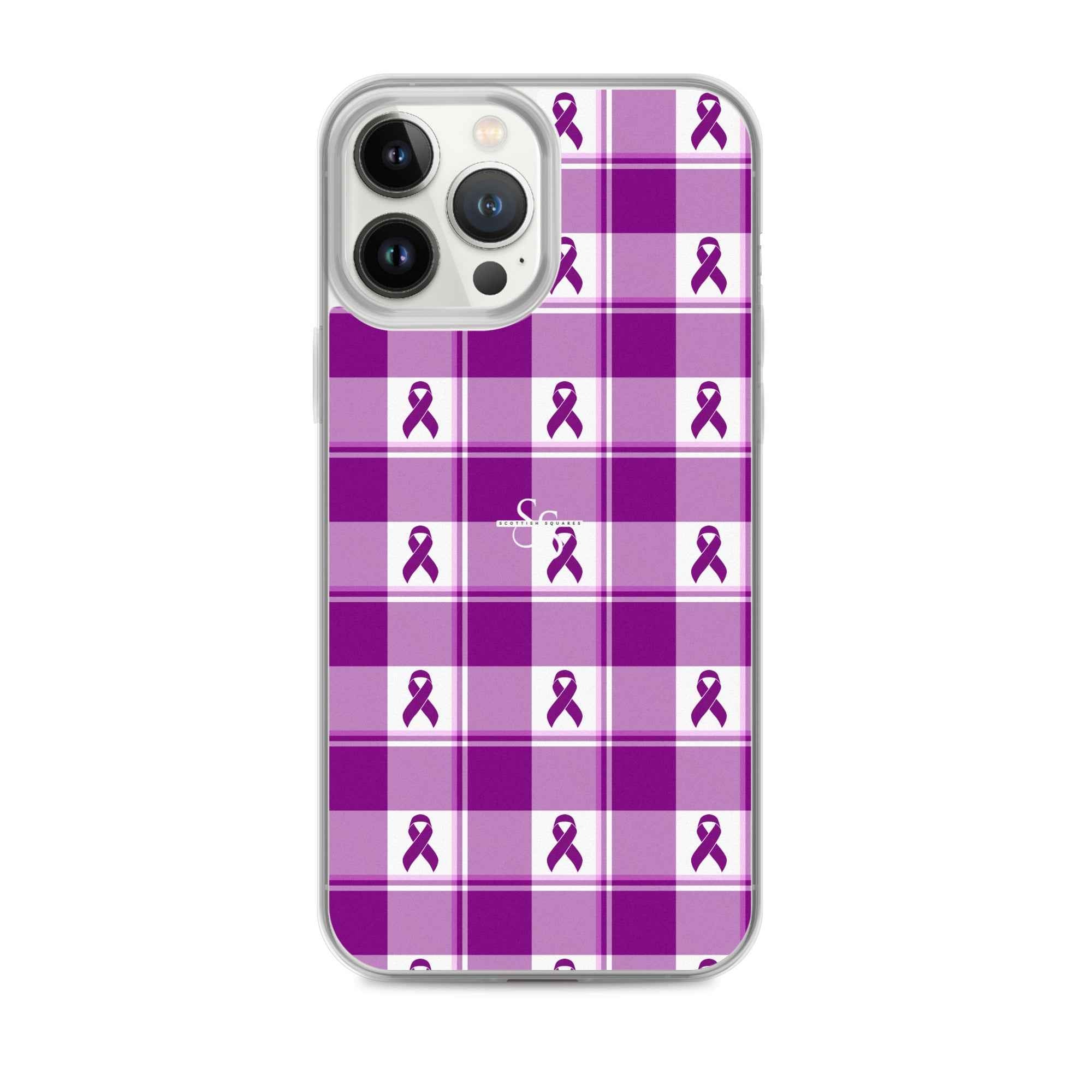 Clear Case for iPhone Pancreatic Cancer Awareness Plaid iPhone 13 Pro Max - Scottish Squares