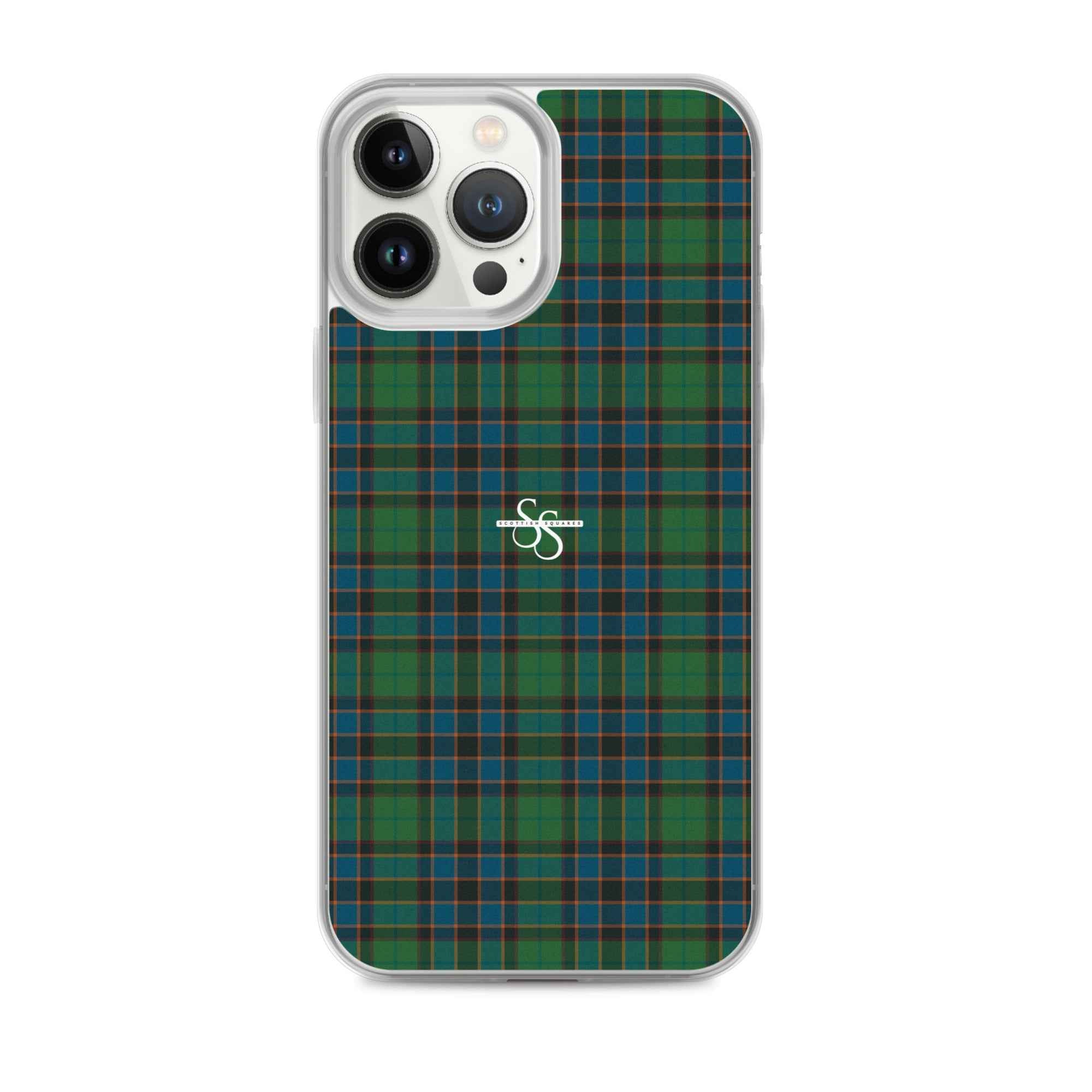 Clear Case for iPhone Green Blue Orange Plaid Tartan