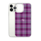 Clear Case for iPhone Purple and Trendy Pink Plaid - Scottish Squares