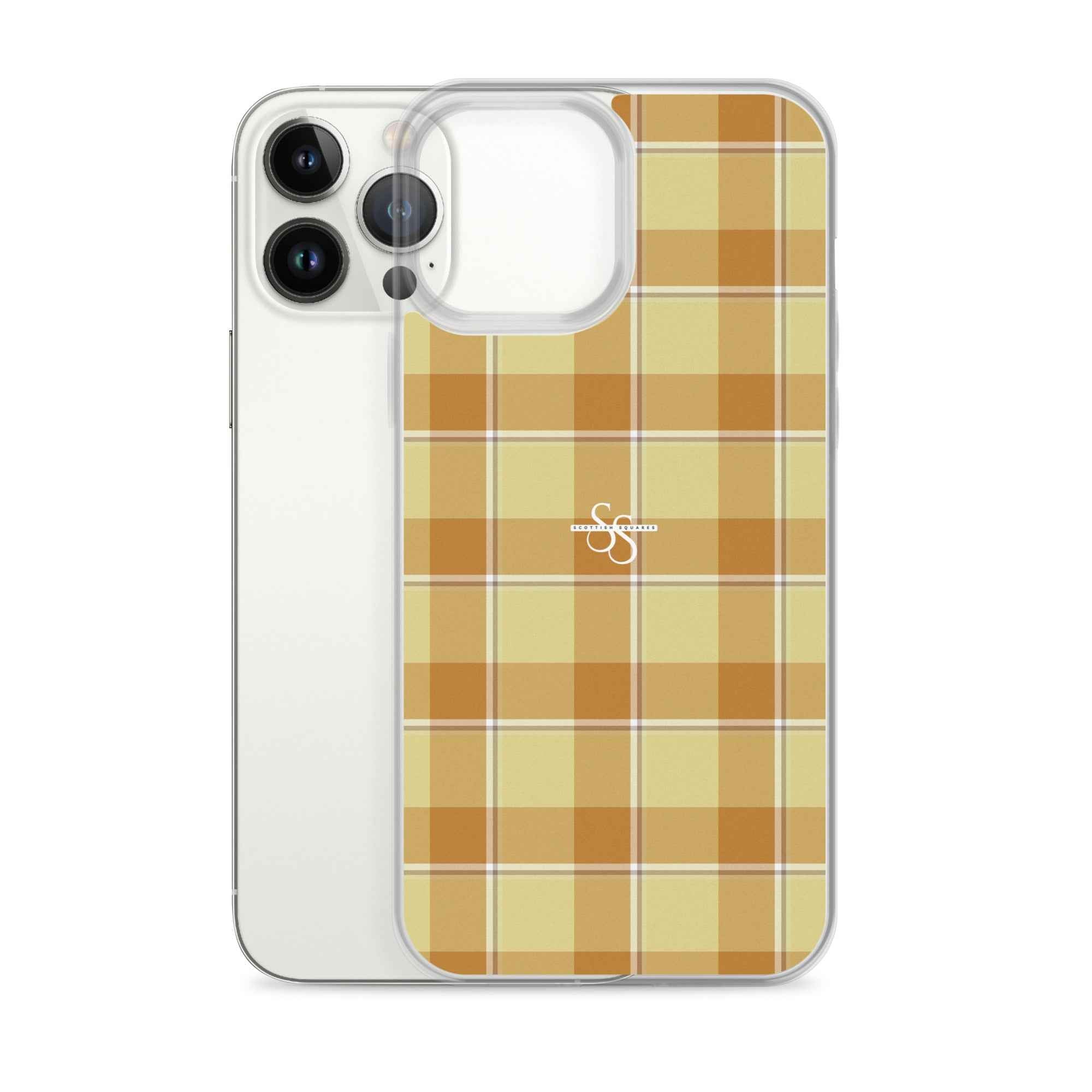 Clear Case for iPhone Zombie and Copper Plaid - Scottish Squares