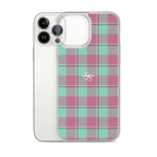 Clear Case for iPhone Vista Blue and Turkish Rose Plaid - Scottish Squares