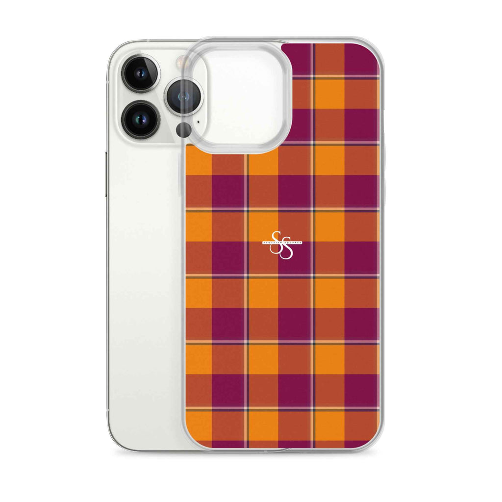 Clear Case for iPhone Tahiti Gold and Rose Bud Cherry Plaid - Scottish Squares