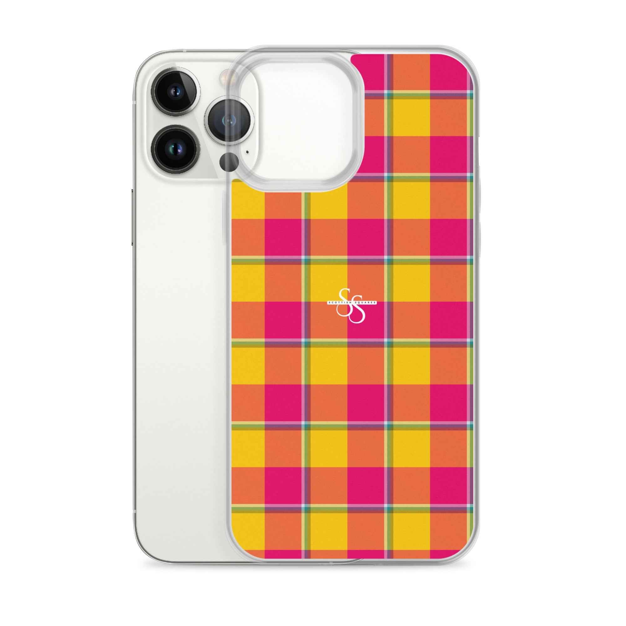 Clear Case for iPhone Corn and Razzmatazz Plaid - Scottish Squares