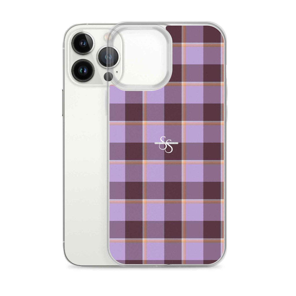 Clear Case for iPhone Light Wisteria and Livid Brown Plaid - Scottish Squares