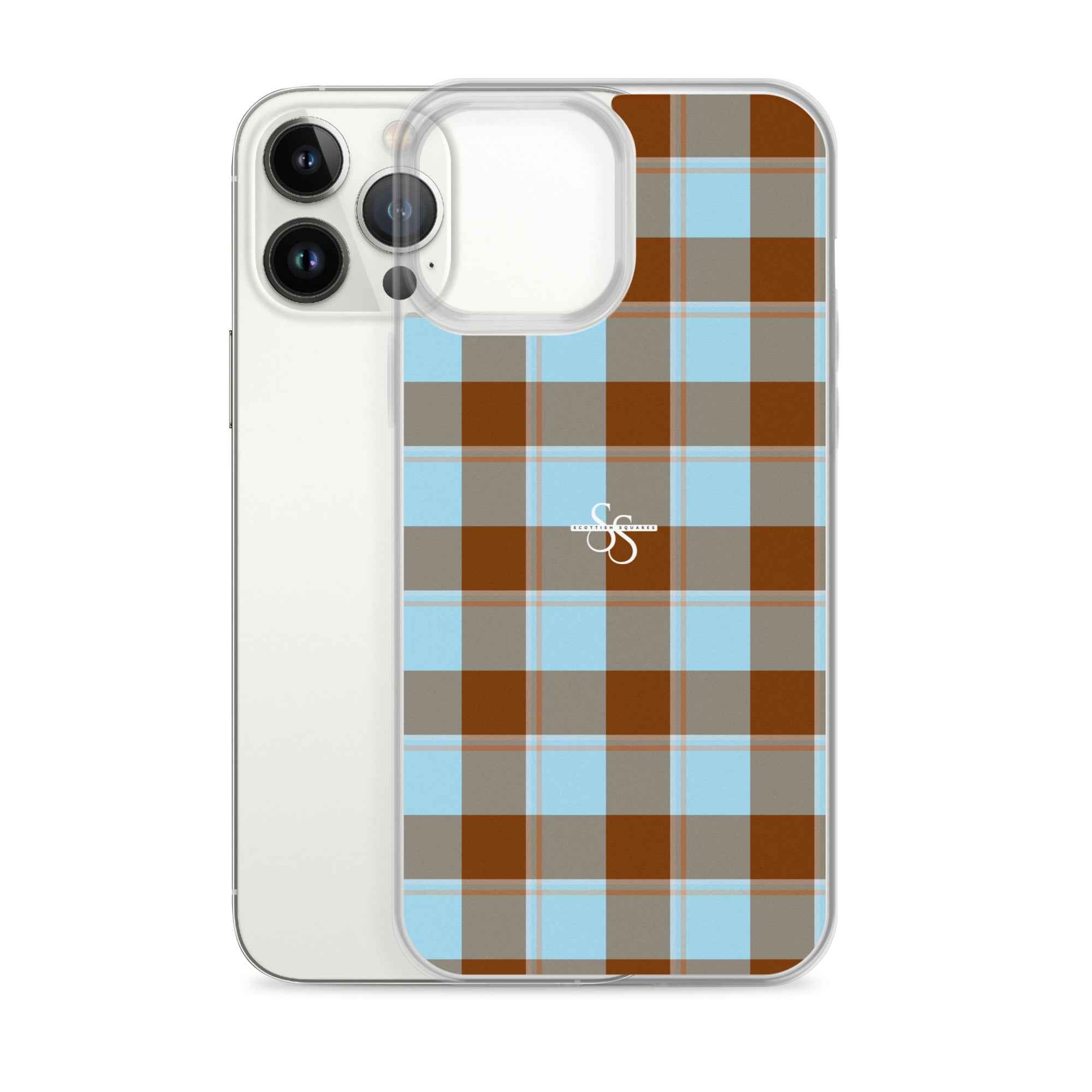 Clear Case for iPhone Blizzard Blue and Livid Brown Plaid - Scottish Squares