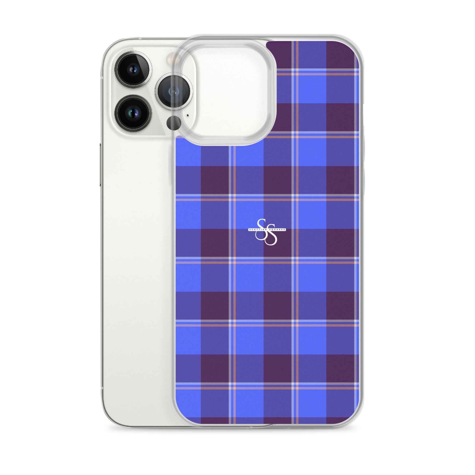 Clear Case for iPhone Cornflower Blue and Livid Brown Plaid - Scottish Squares