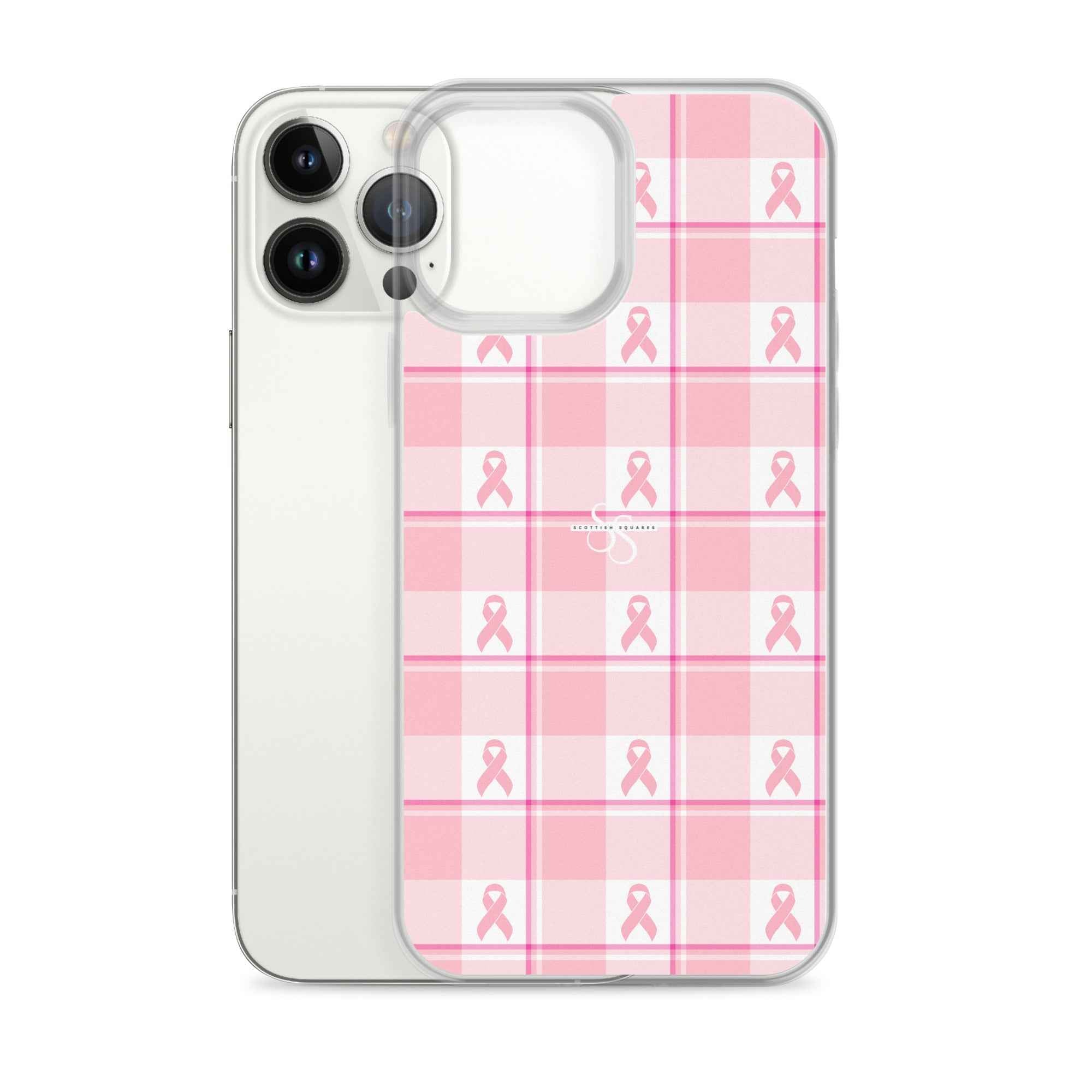 Clear Case for iPhone Breast Cancer Awareness Plaid - Scottish Squares