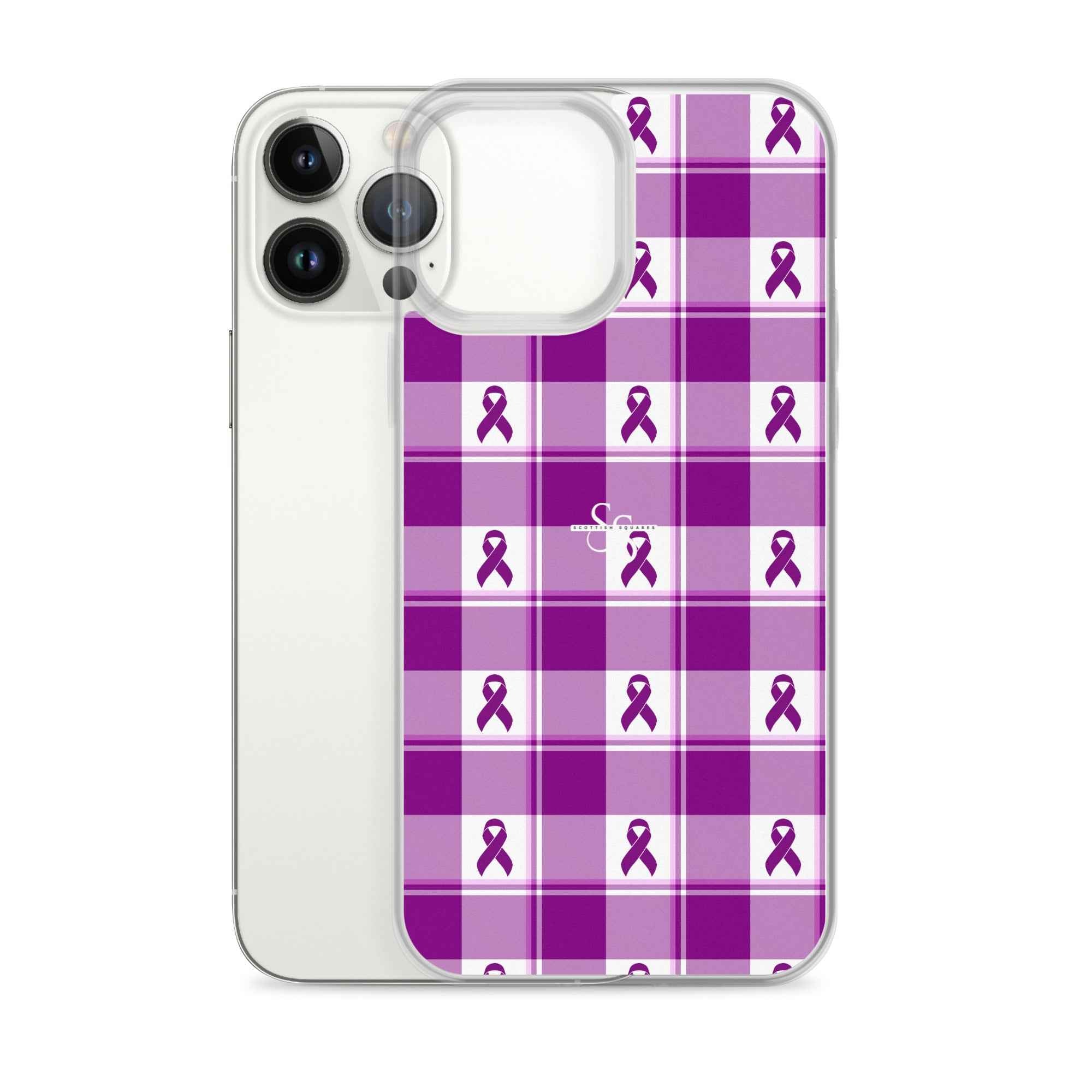 Clear Case for iPhone Pancreatic Cancer Awareness Plaid - Scottish Squares