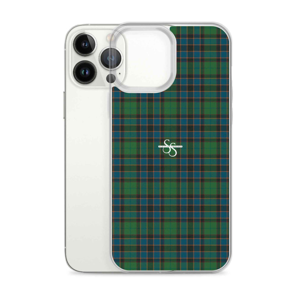 Clear Case for iPhone Green Blue Orange Plaid Tartan