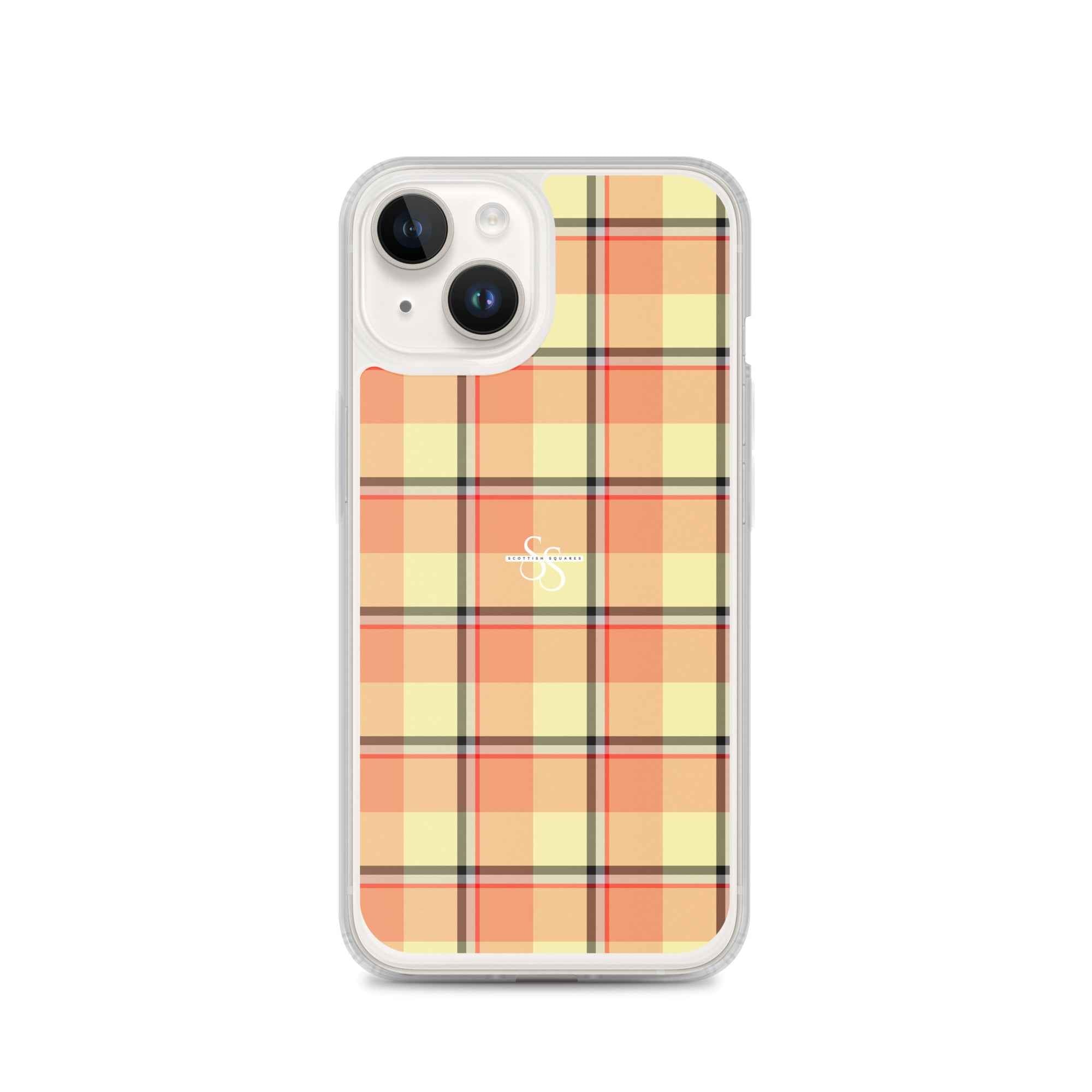 Clear Case for iPhone Claystone and Morning Mist Plaid iPhone 14 - Scottish Squares