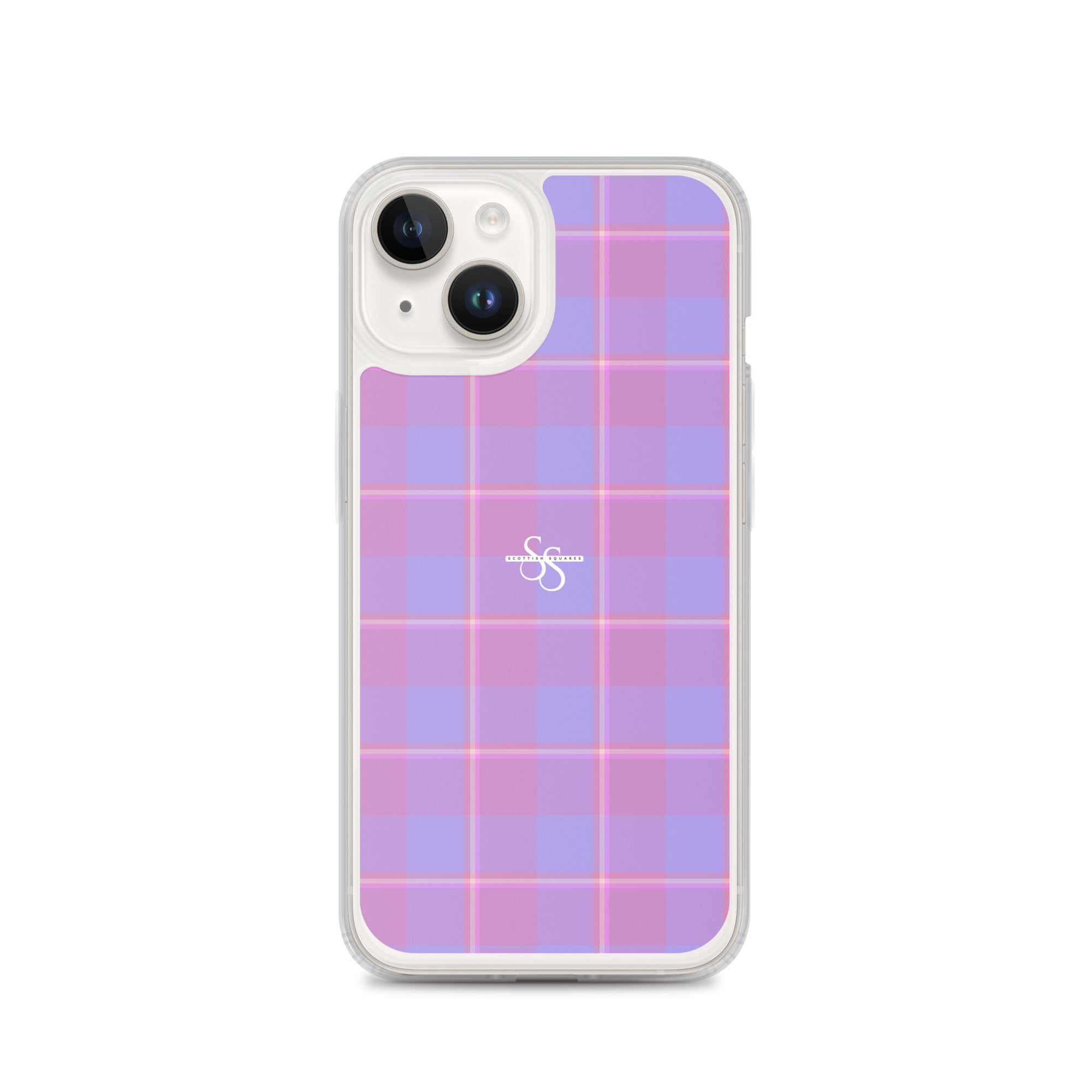 Clear Case for iPhone Viola and Dull Lavender Plaid iPhone 14 - Scottish Squares