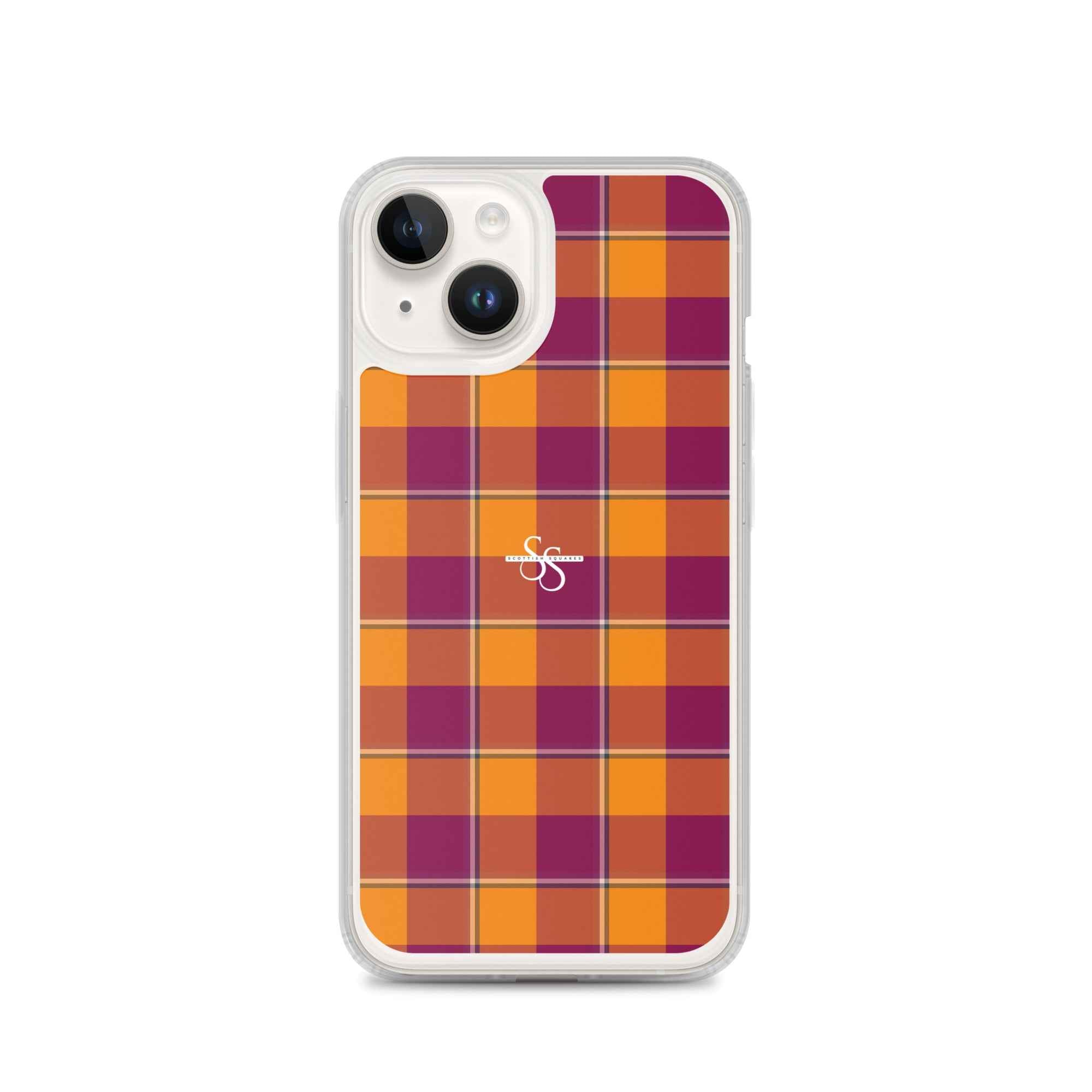 Clear Case for iPhone Tahiti Gold and Rose Bud Cherry Plaid iPhone 14 - Scottish Squares