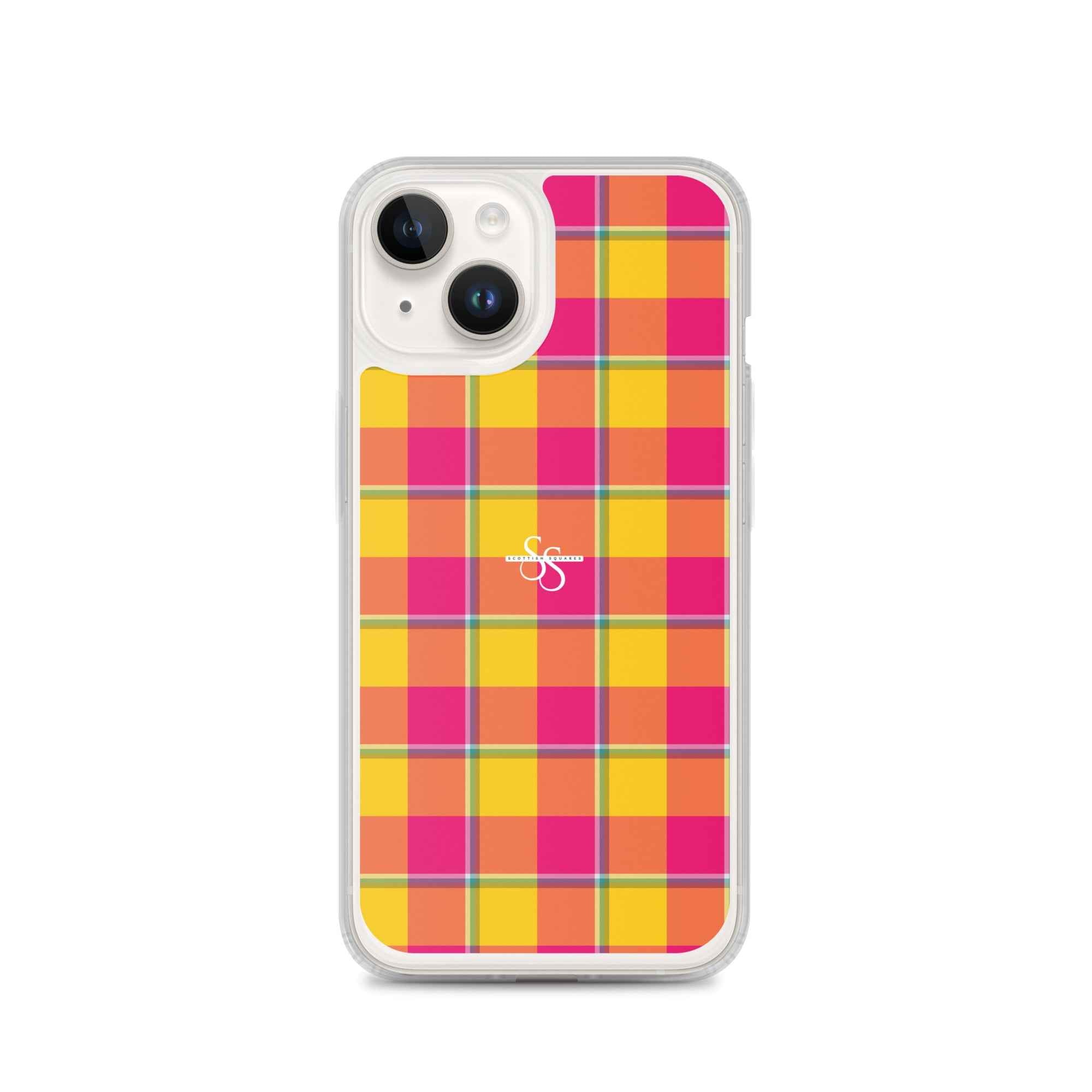Clear Case for iPhone Corn and Razzmatazz Plaid iPhone 14 - Scottish Squares