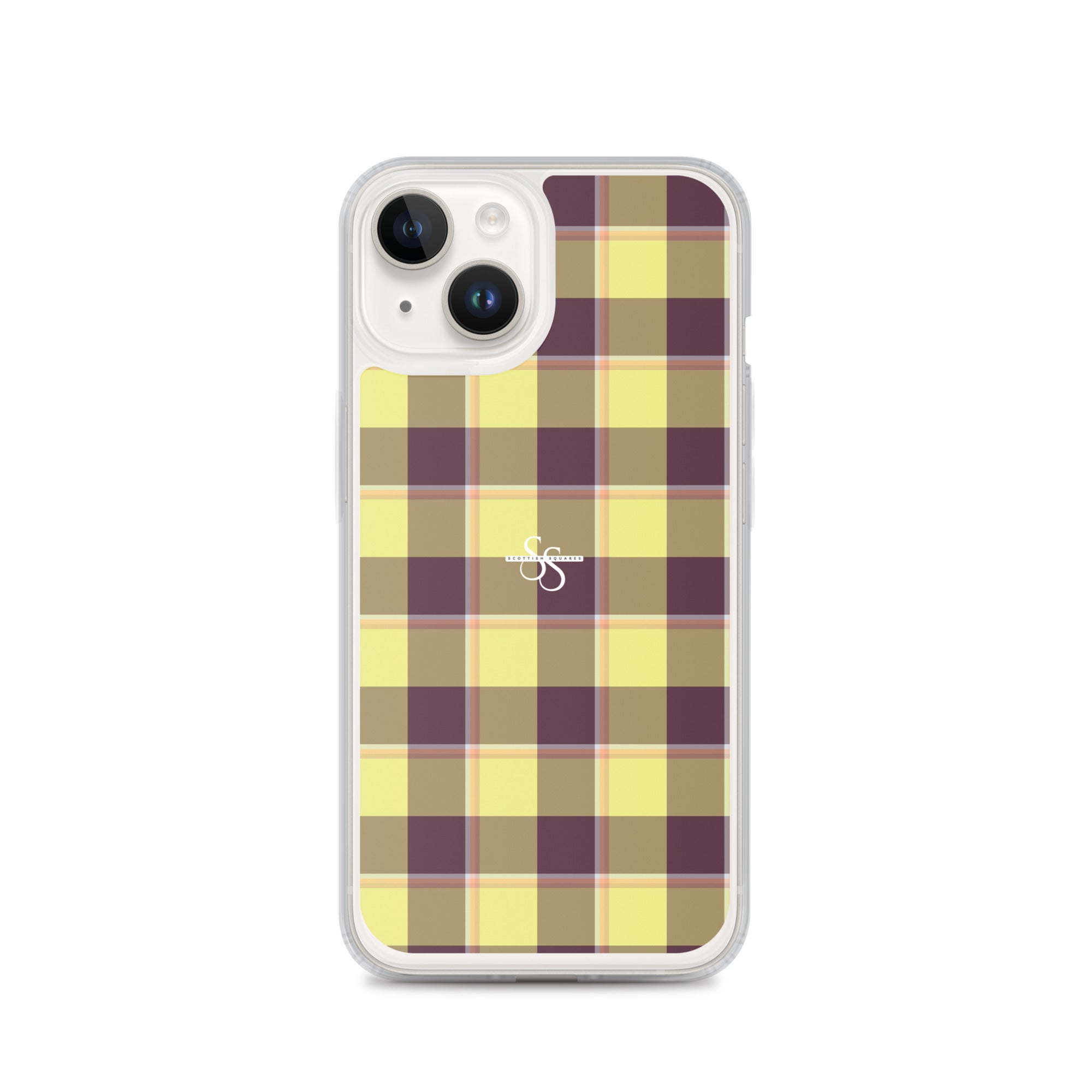 Clear Case for iPhone Flax and Livid Brown Plaid iPhone 14 - Scottish Squares
