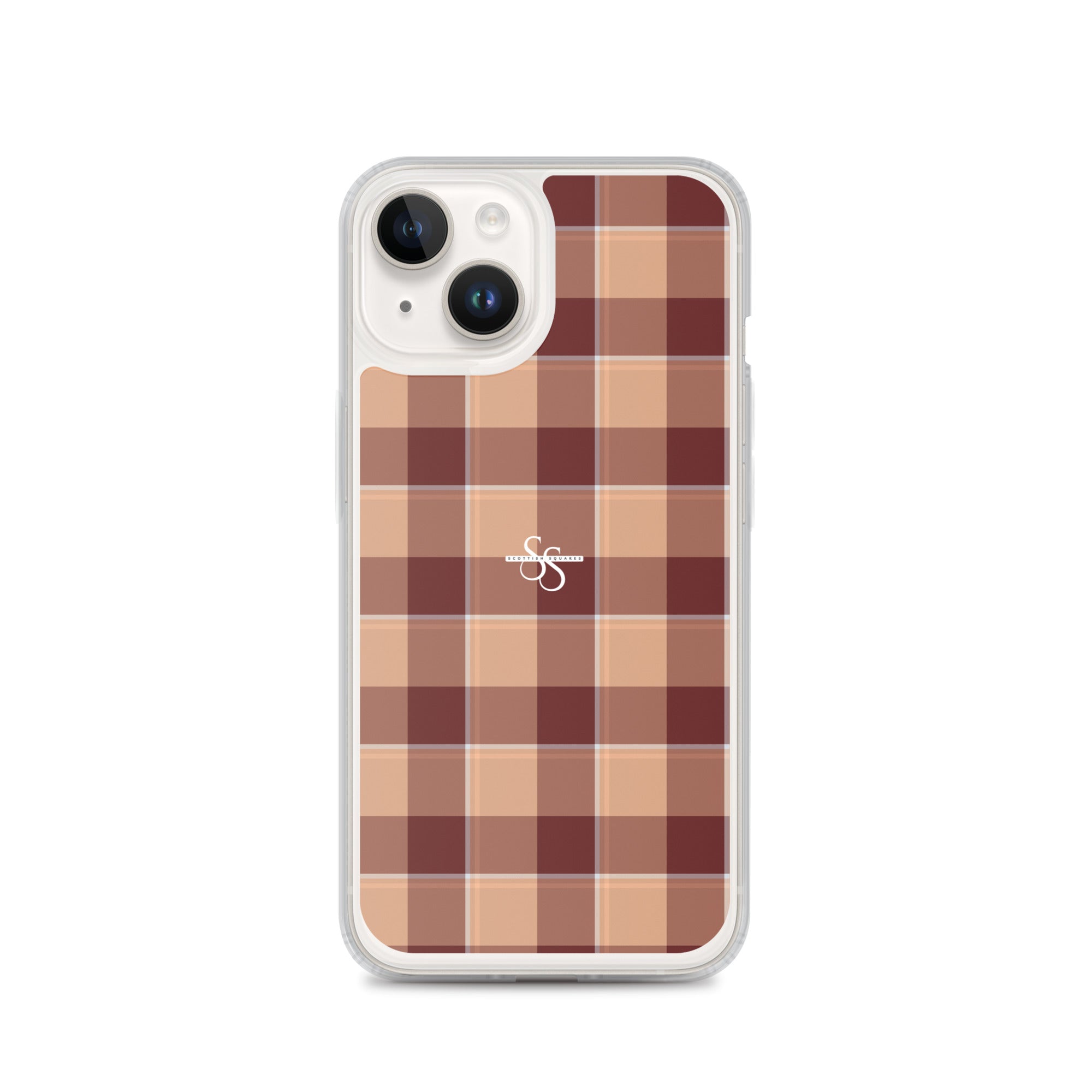 Clear Case for iPhone Whiskey and Livid Brown Plaid iPhone 14 - Scottish Squares