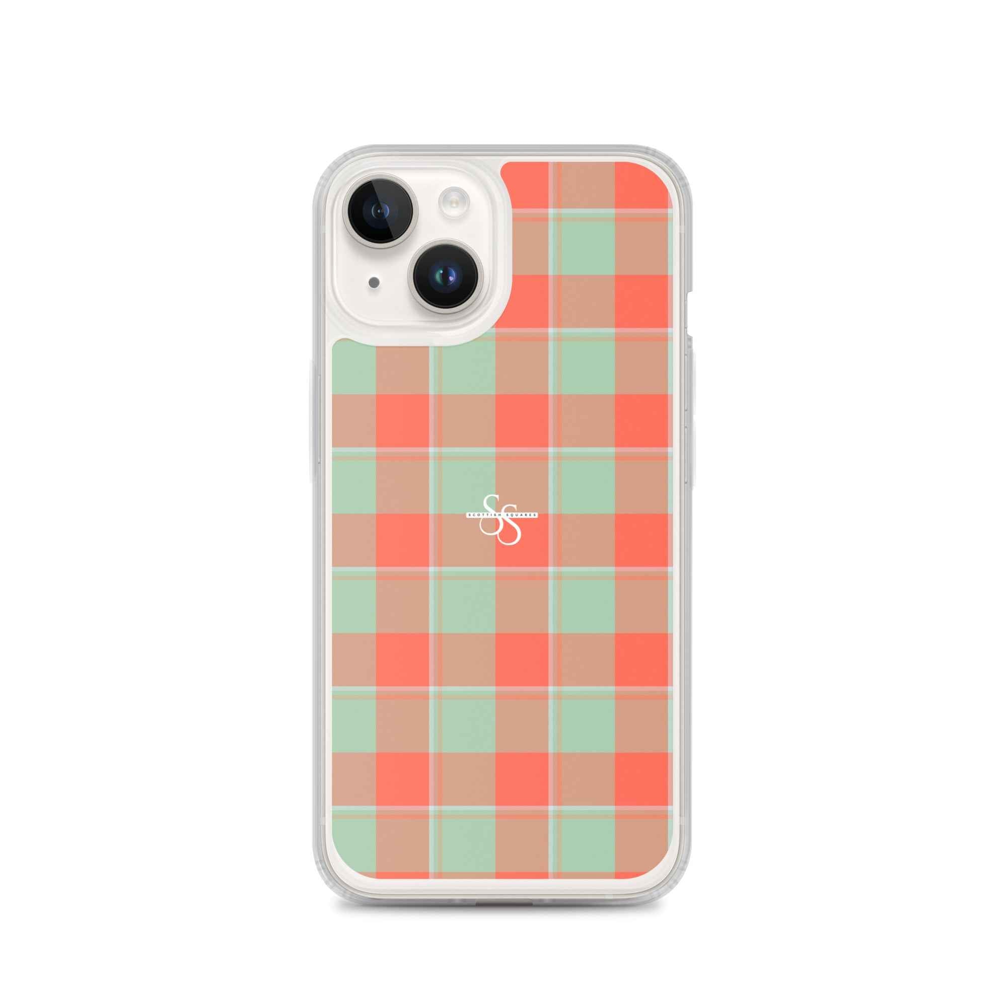 Clear Case for iPhone Spring Rain and Persimmon Plaid iPhone 14 - Scottish Squares