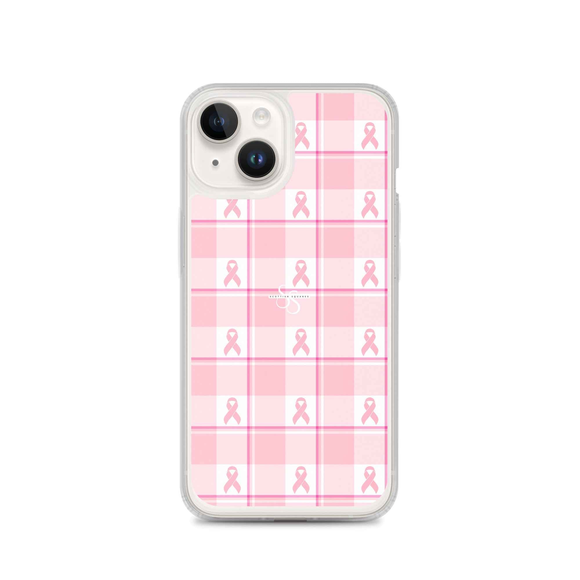 Clear Case for iPhone Breast Cancer Awareness Plaid iPhone 14 - Scottish Squares