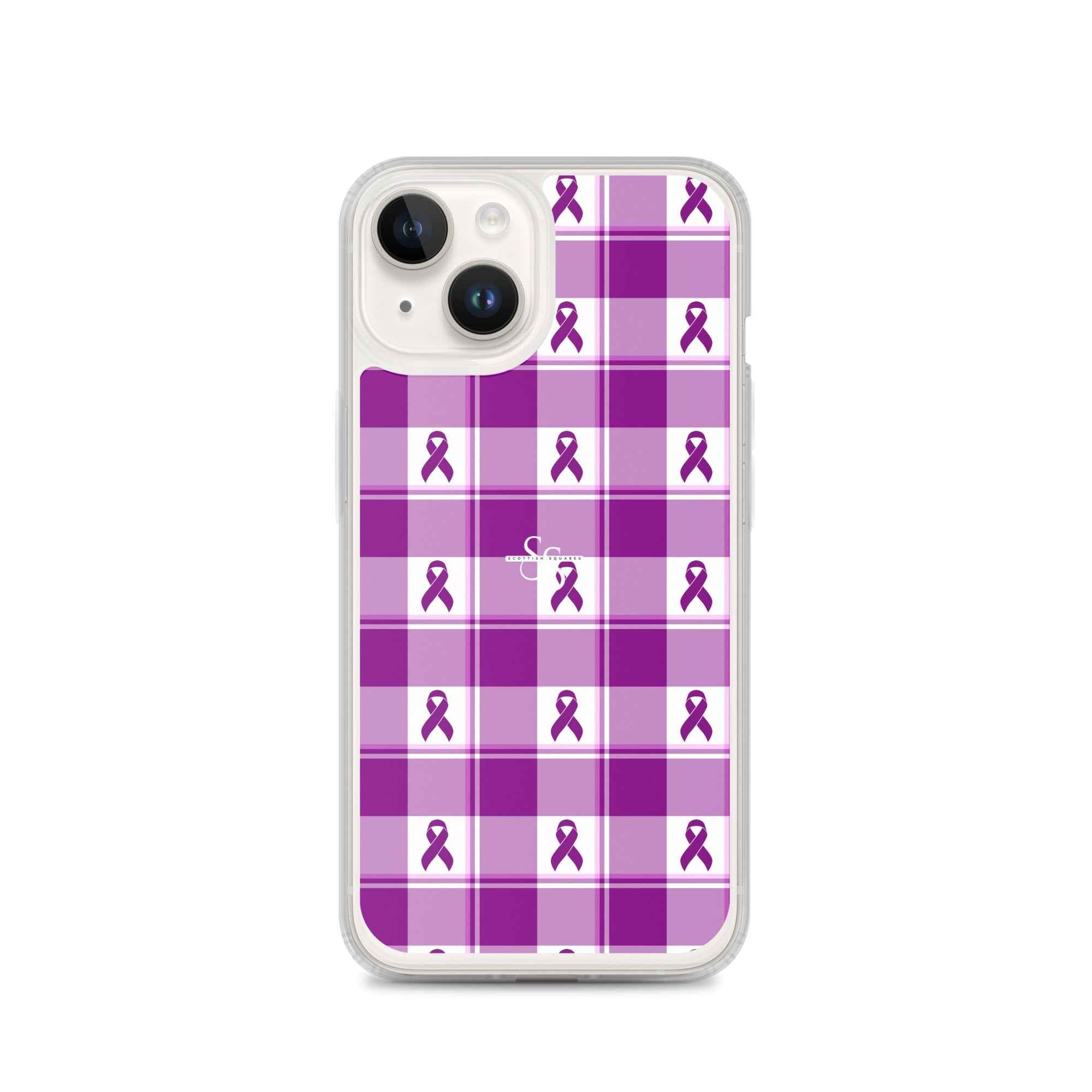 Clear Case for iPhone Pancreatic Cancer Awareness Plaid iPhone 14 - Scottish Squares