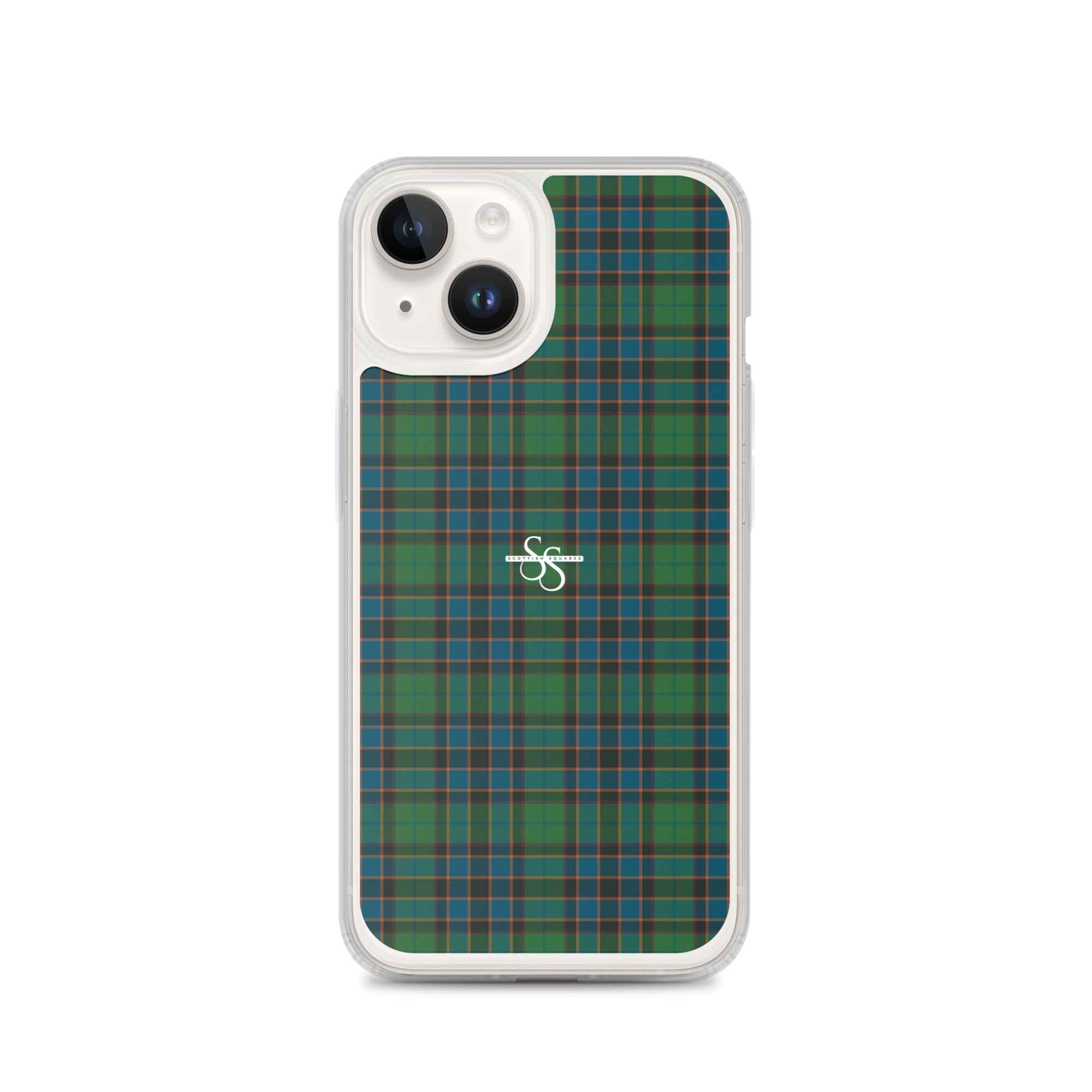 Clear Case for iPhone Green Blue Orange Plaid Tartan