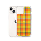 Clear Case for iPhone Blaze Orange and Bird Flower Plaid - Scottish Squares