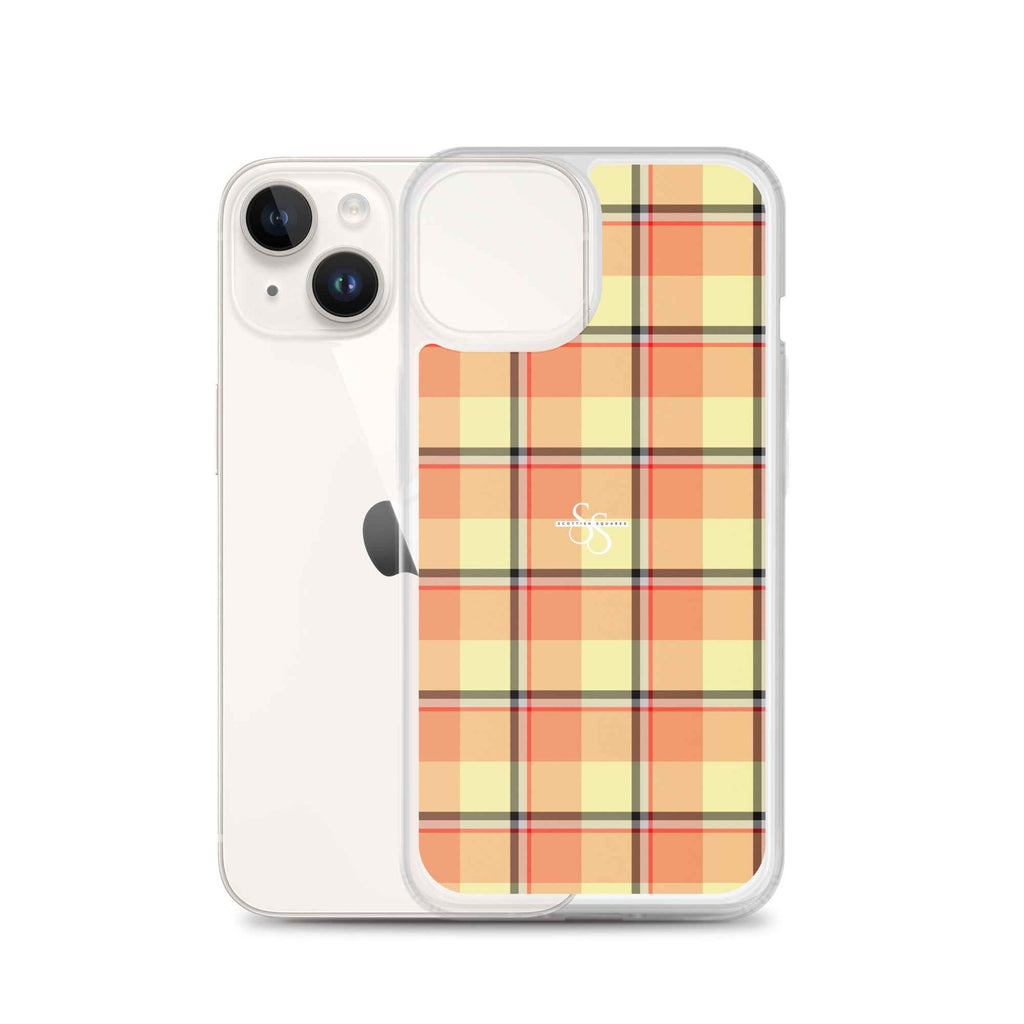 Clear Case for iPhone Claystone and Morning Mist Plaid - Scottish Squares