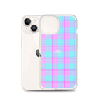 Clear Case for iPhone Mauve and Coastal Mist Plaid - Scottish Squares