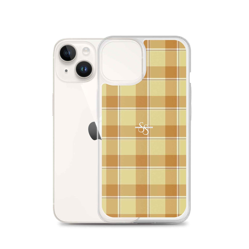 Clear Case for iPhone Zombie and Copper Plaid - Scottish Squares