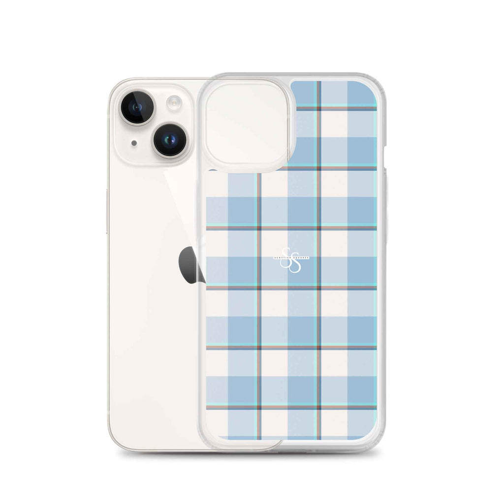 Clear Case for iPhone Pink Cloud and Blue Lagoon Plaid - Scottish Squares