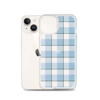 Clear Case for iPhone Pink Cloud and Blue Lagoon Plaid - Scottish Squares