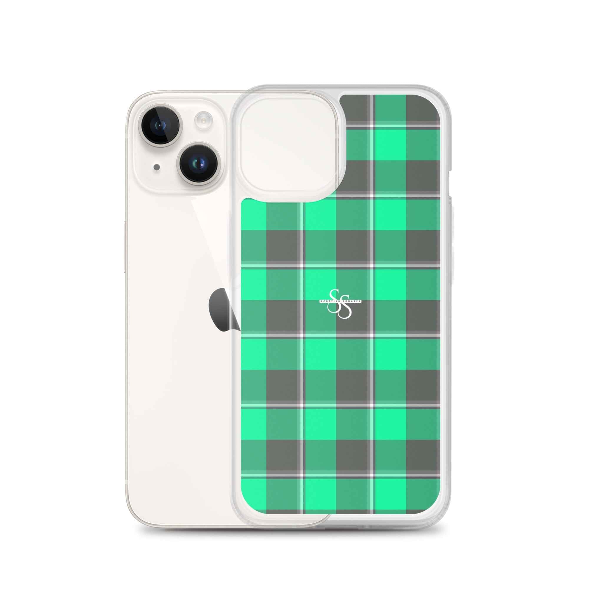 Clear Case for iPhone Spring Green and Finlandia Plaid - Scottish Squares