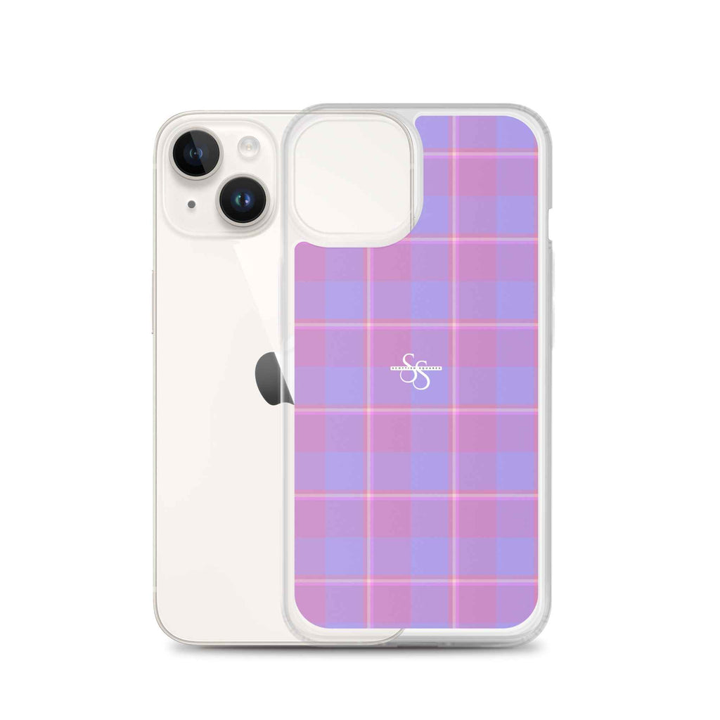 Clear Case for iPhone Viola and Dull Lavender Plaid - Scottish Squares