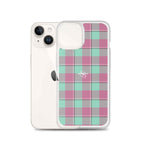 Clear Case for iPhone Vista Blue and Turkish Rose Plaid - Scottish Squares