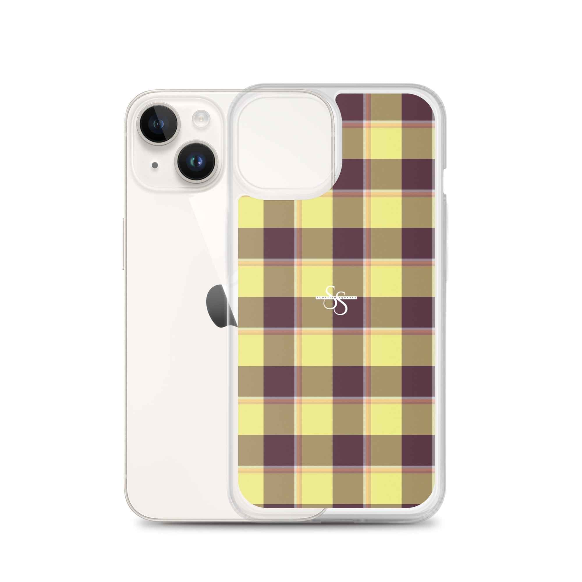 Clear Case for iPhone Flax and Livid Brown Plaid - Scottish Squares