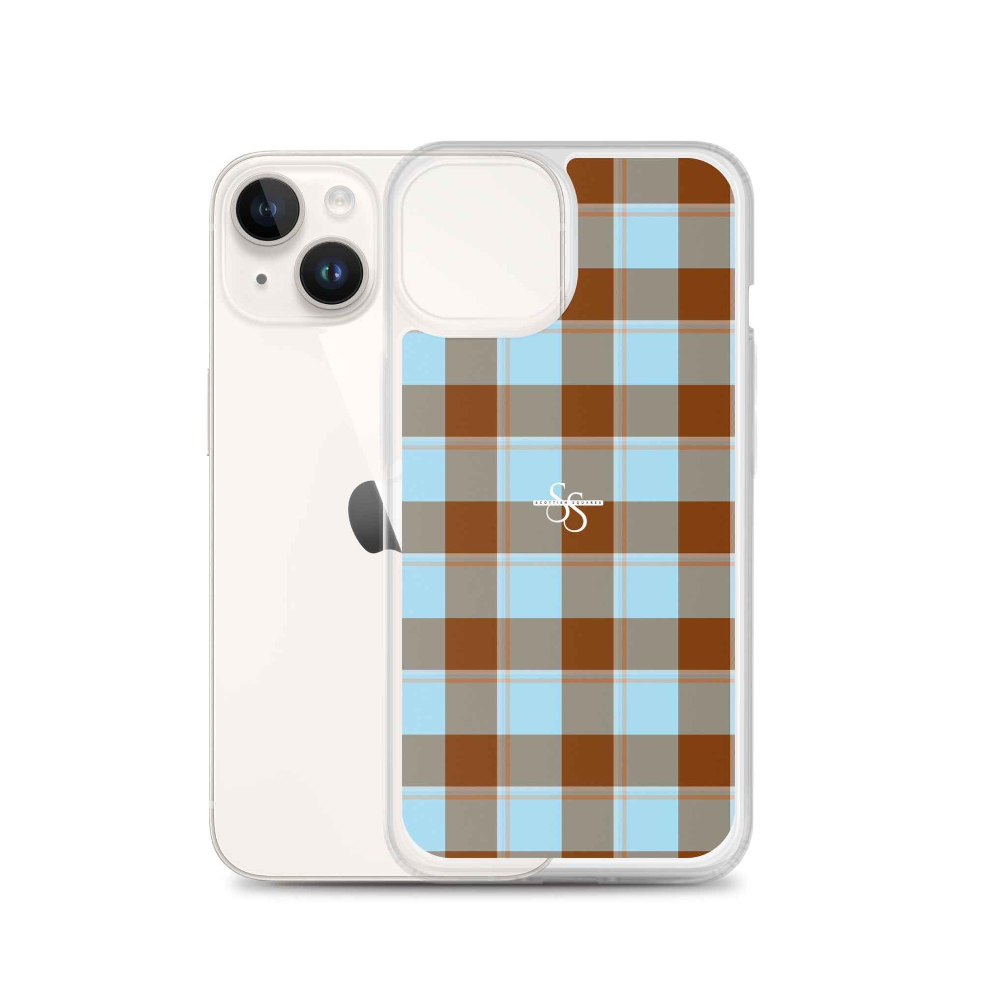 Clear Case for iPhone Blizzard Blue and Livid Brown Plaid - Scottish Squares