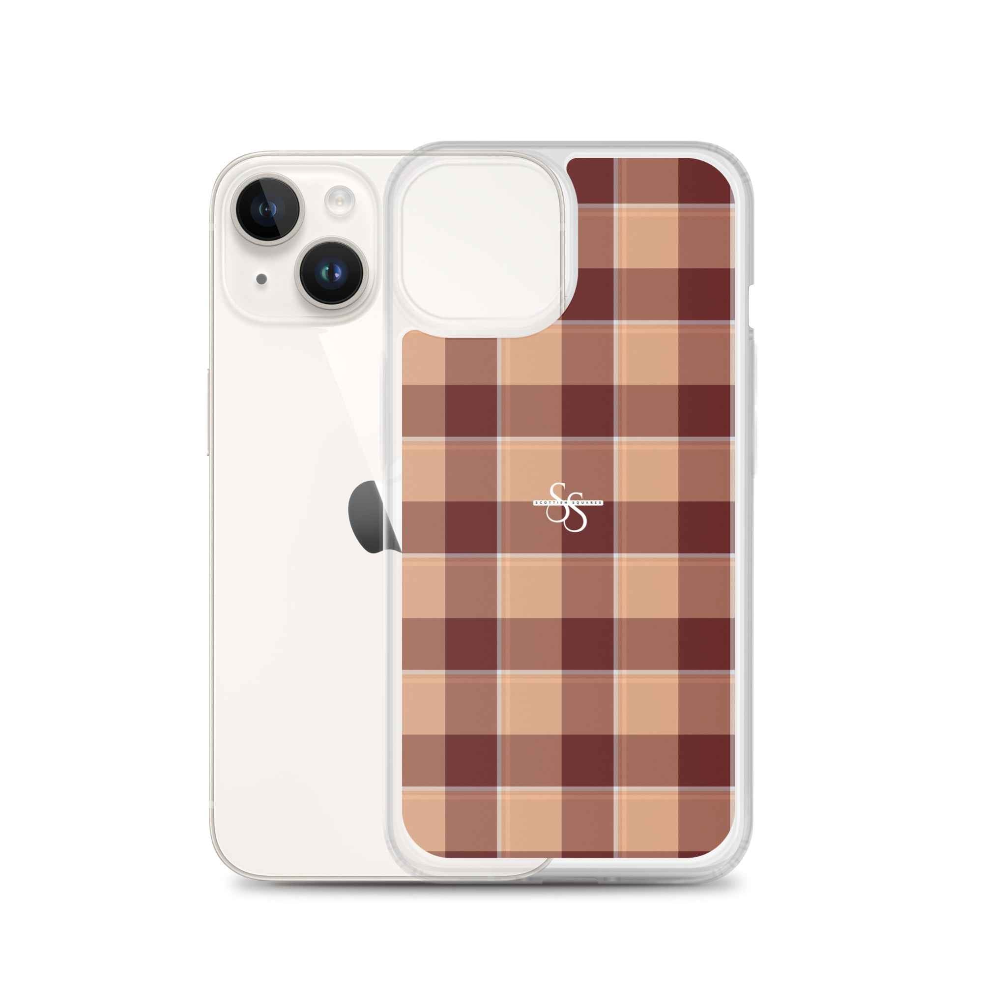 Clear Case for iPhone Whiskey and Livid Brown Plaid - Scottish Squares