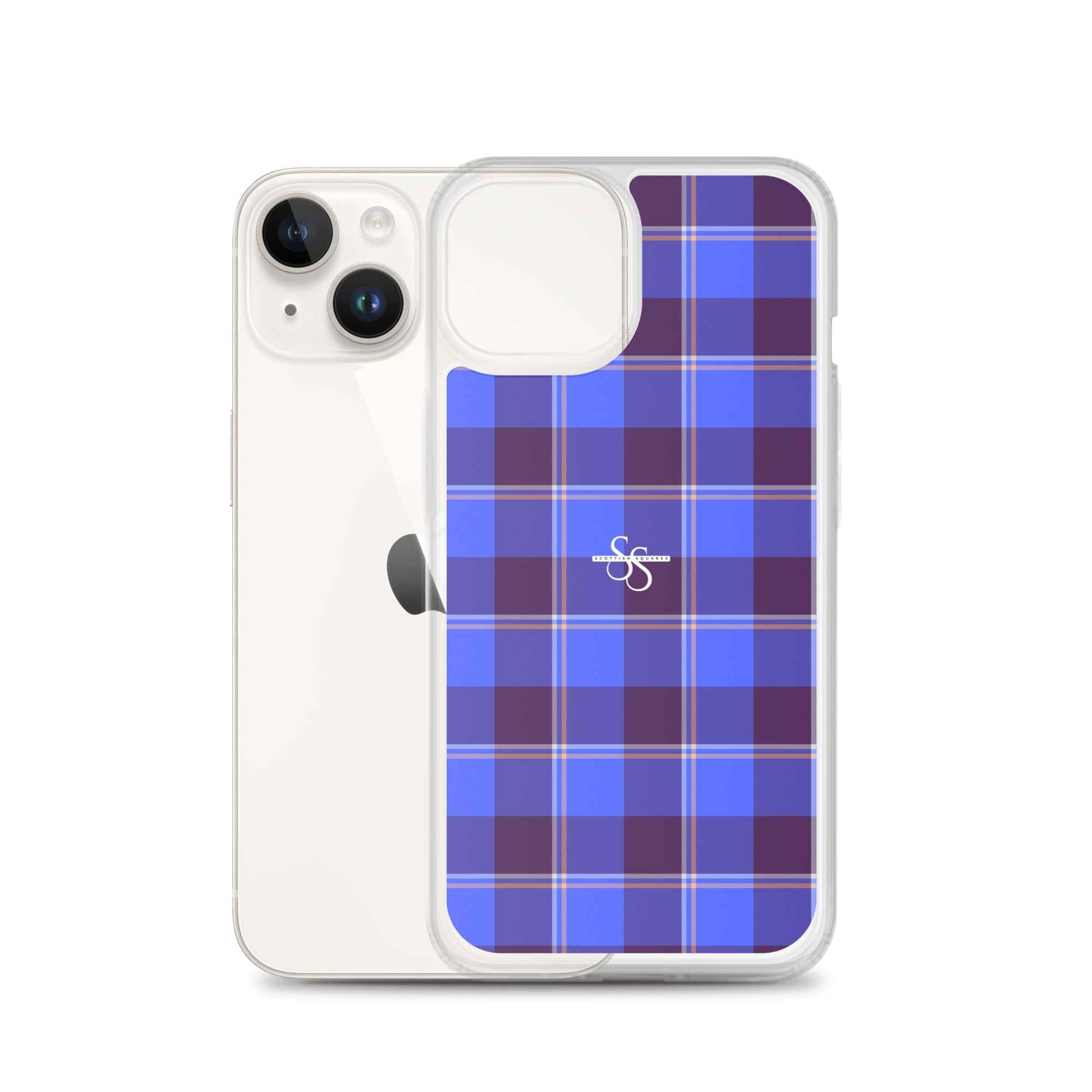 Clear Case for iPhone Cornflower Blue and Livid Brown Plaid - Scottish Squares