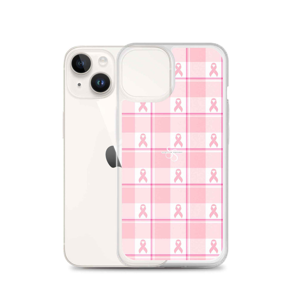Clear Case for iPhone Breast Cancer Awareness Plaid - Scottish Squares