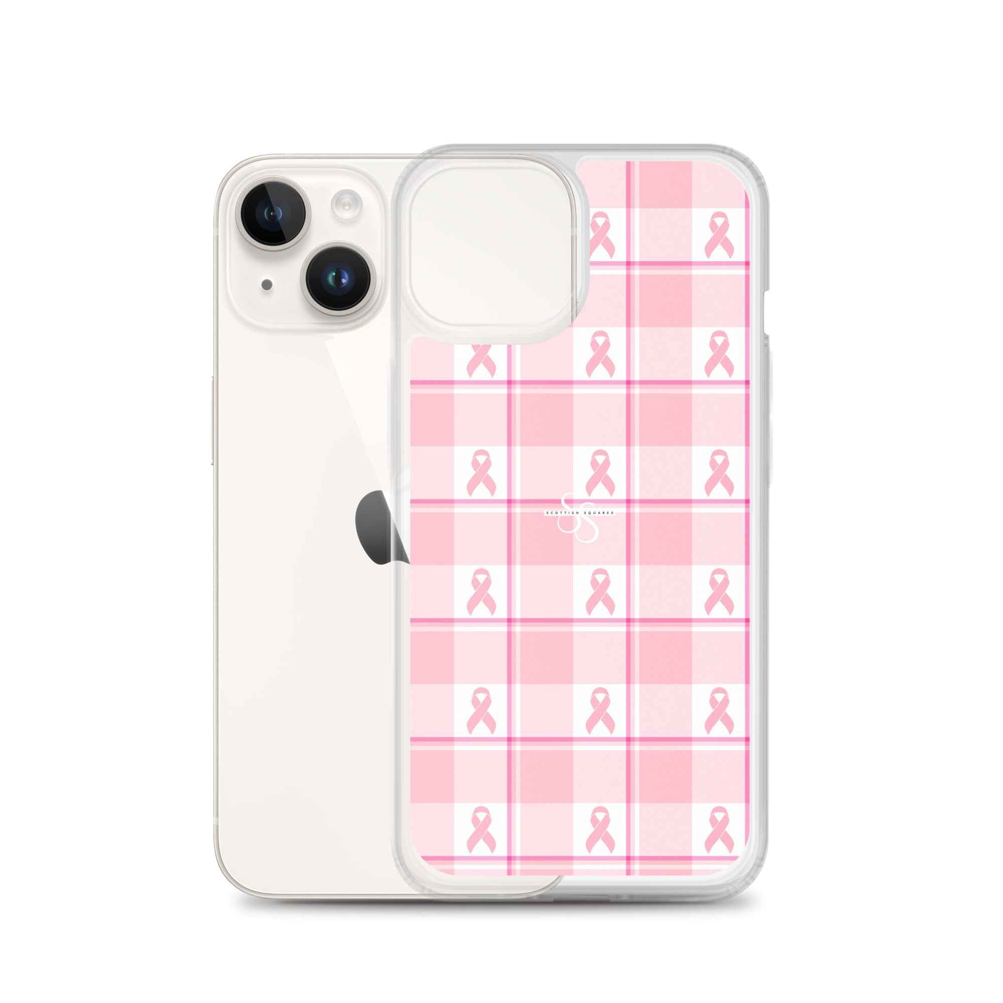 Clear Case for iPhone Breast Cancer Awareness Plaid - Scottish Squares