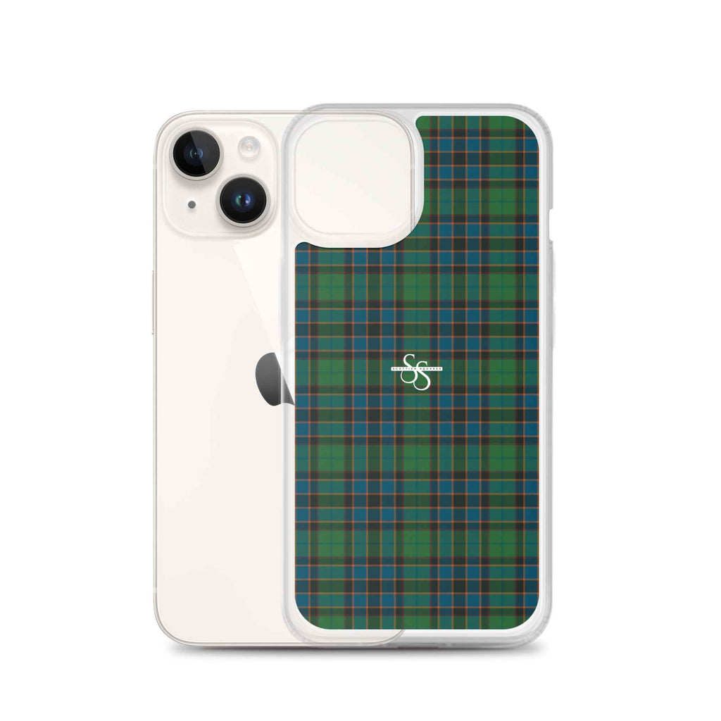 Clear Case for iPhone Green Blue Orange Plaid Tartan