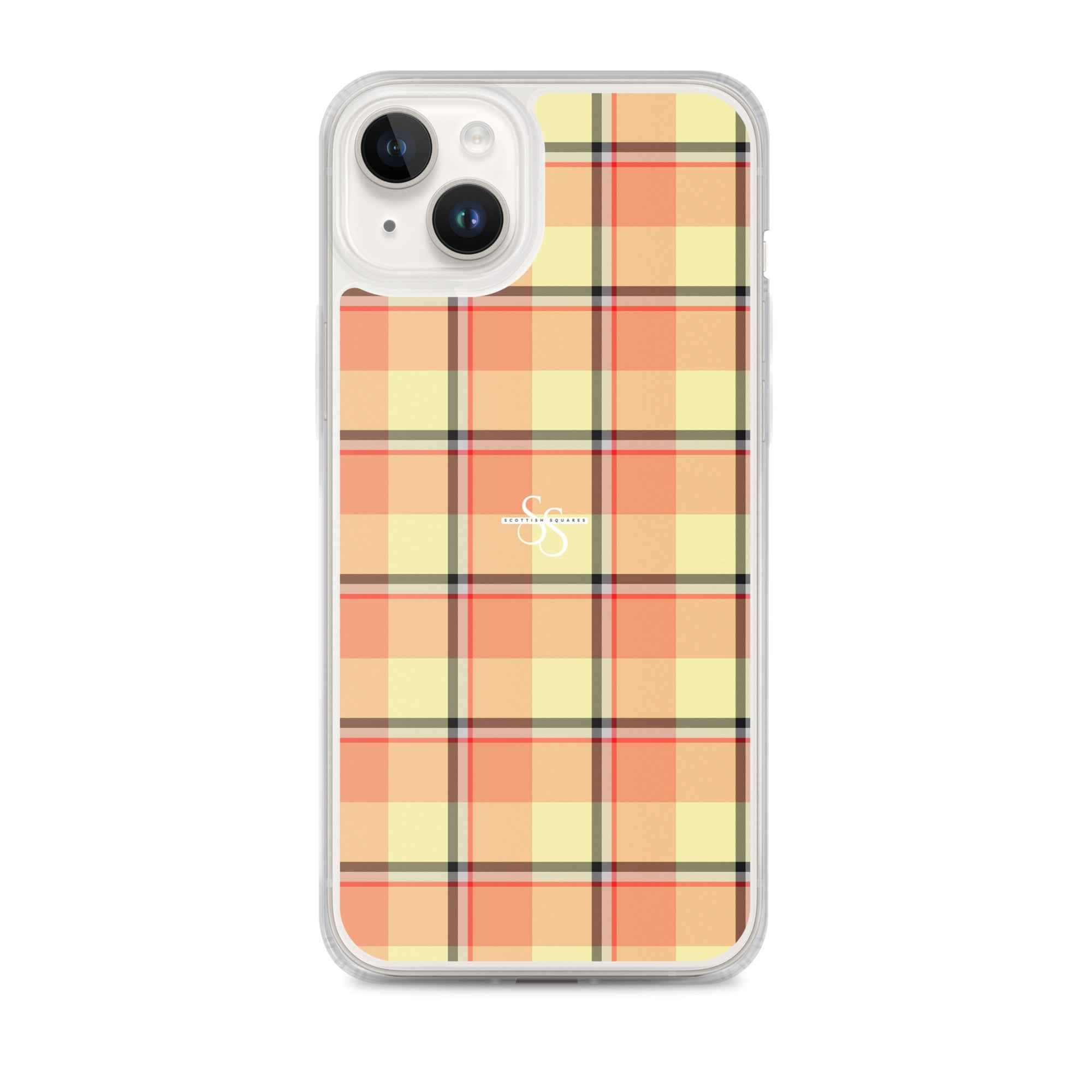 Clear Case for iPhone Claystone and Morning Mist Plaid iPhone 14 Plus - Scottish Squares