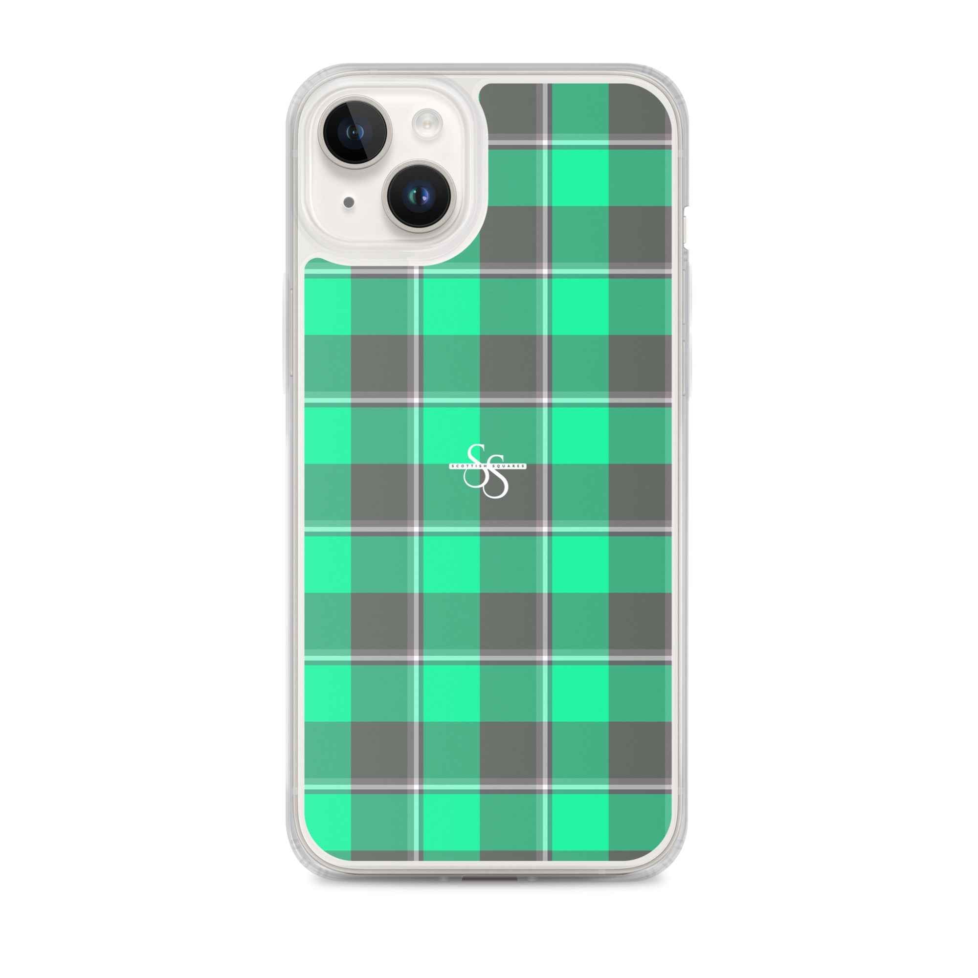 Clear Case for iPhone Spring Green and Finlandia Plaid iPhone 14 Plus - Scottish Squares