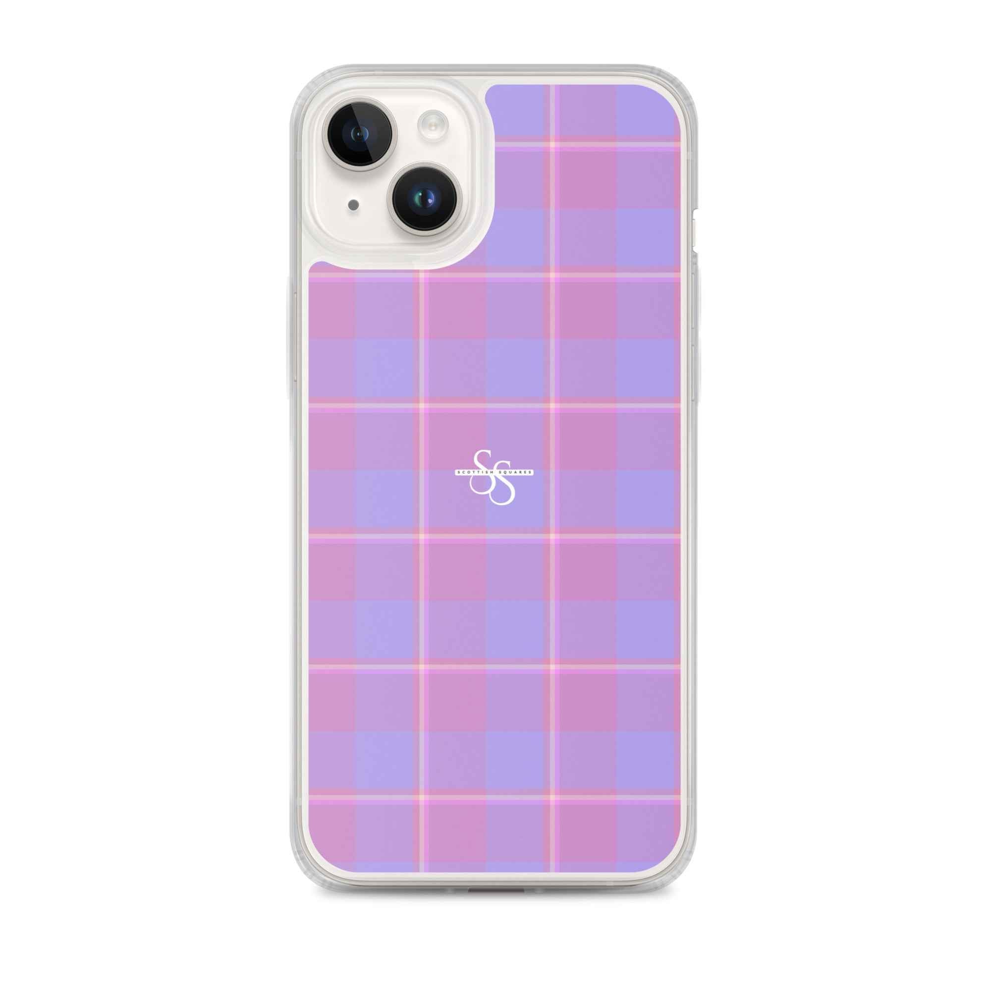Clear Case for iPhone Viola and Dull Lavender Plaid iPhone 14 Plus - Scottish Squares