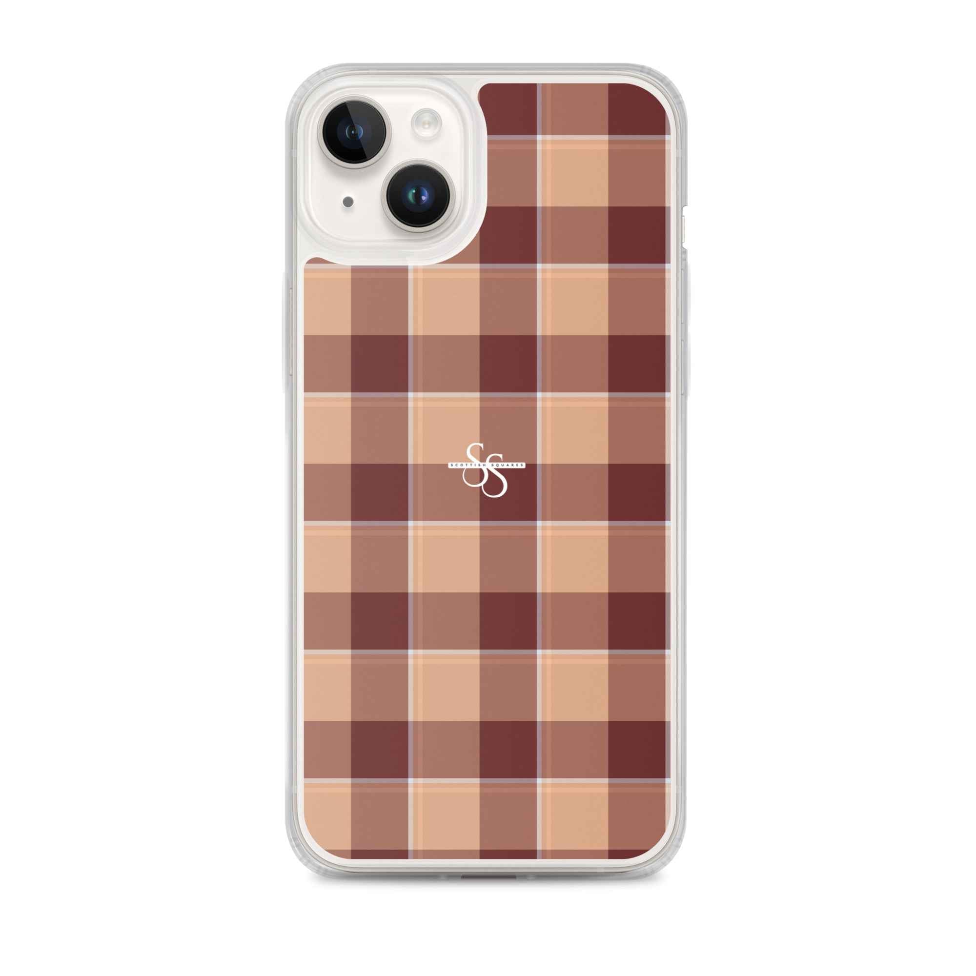 Clear Case for iPhone Whiskey and Livid Brown Plaid iPhone 14 Plus - Scottish Squares