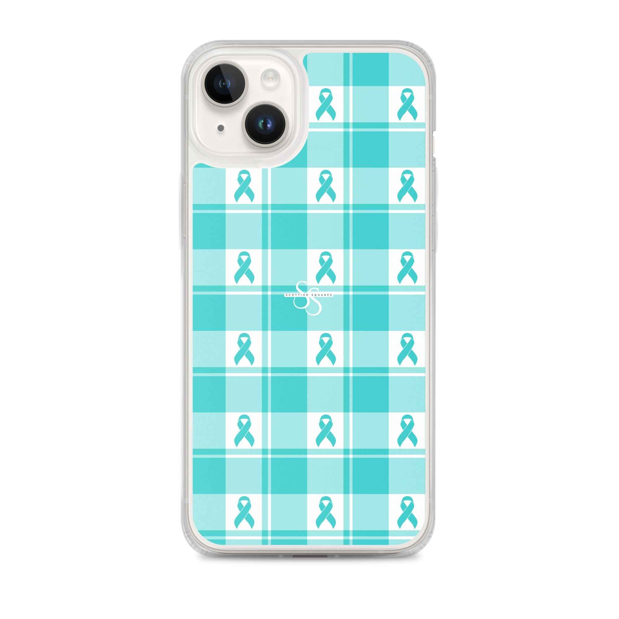 Clear Case for iPhone Ovarian Cancer Awareness Plaid iPhone 14 Plus - Scottish Squares